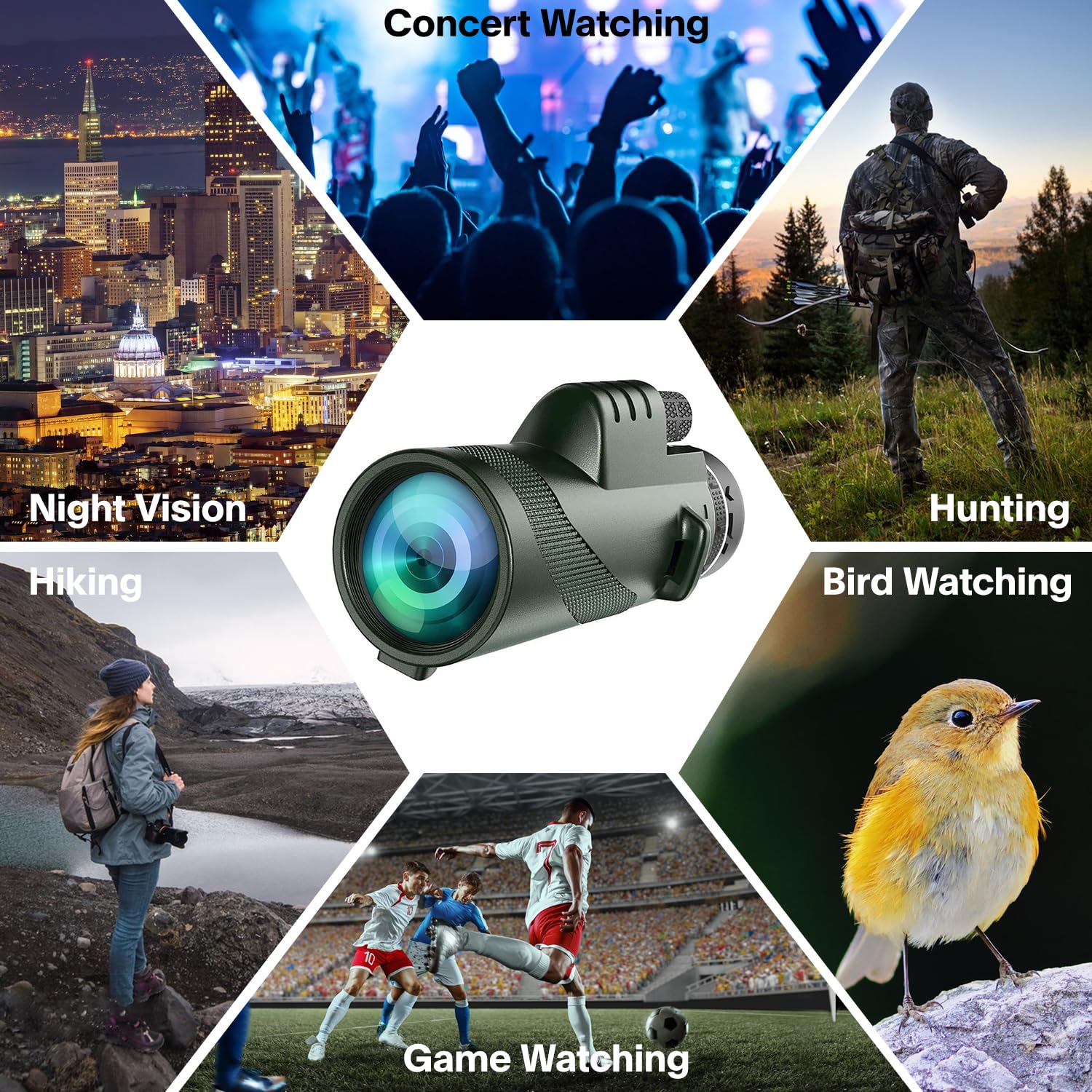 Monocular Telescope 80X100 High Powered Monoculars For Adults Compact Monocular For Smartphone Adapter, Handheld Telescope With