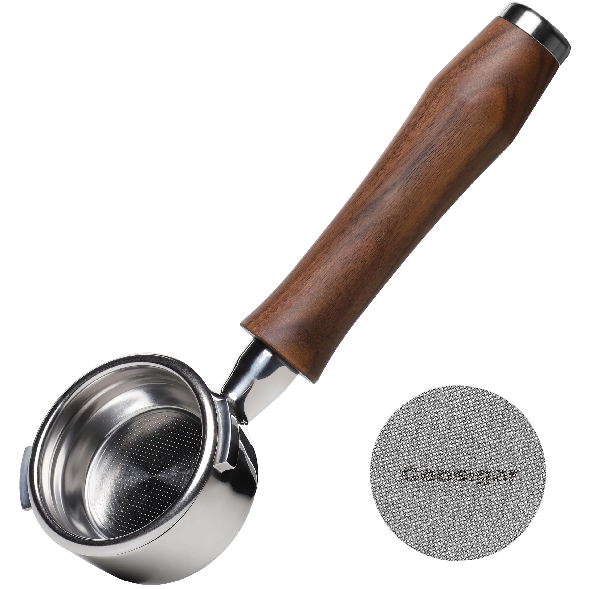 Coosigar 58Mm Bottomless Portafilter | Fits For Gaggia Machines| Stainless Steel Portafilter And Walnut Wood Handle|Espresso Mac