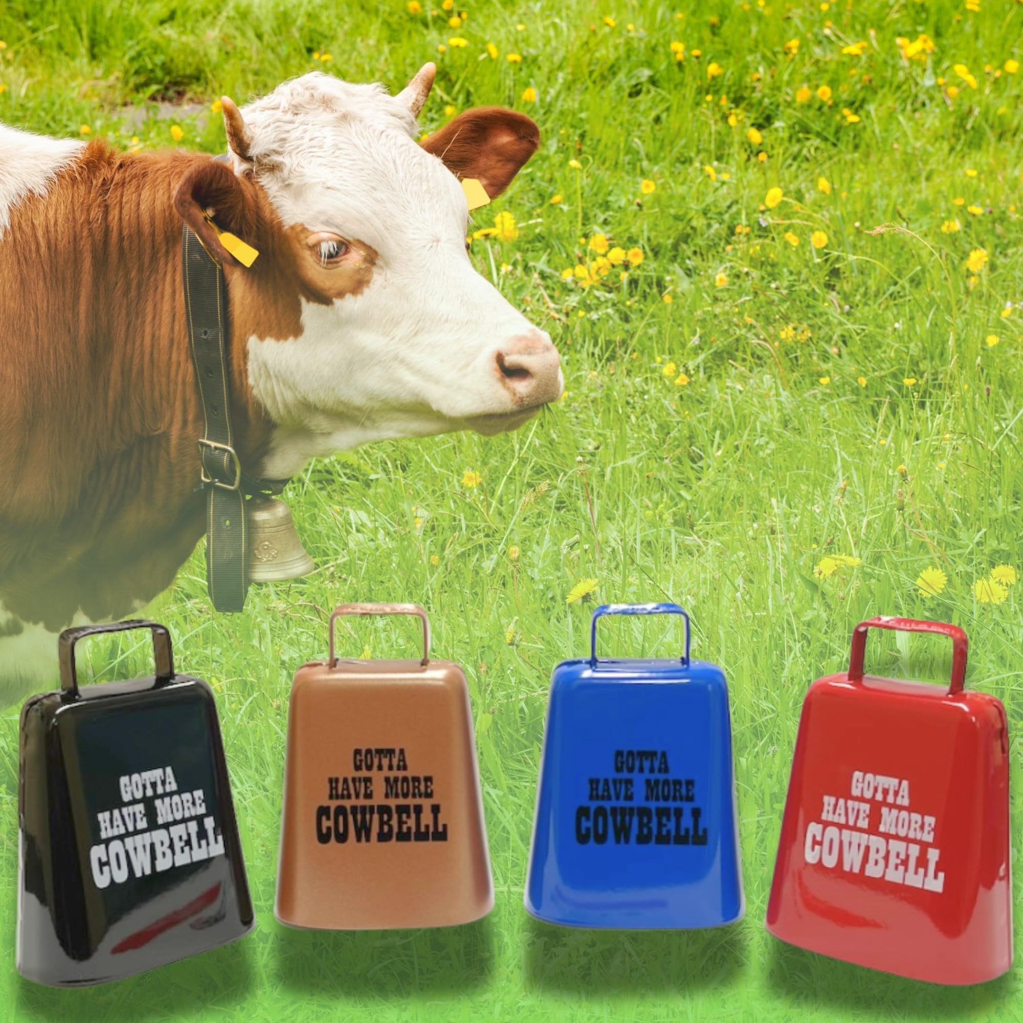 Bevin Bells Gotta Have More Cowbell (Xl) | Kentucky Cow Bell W/Copper Color | Made From Steel | Loud Noise Makers W/Handle |
