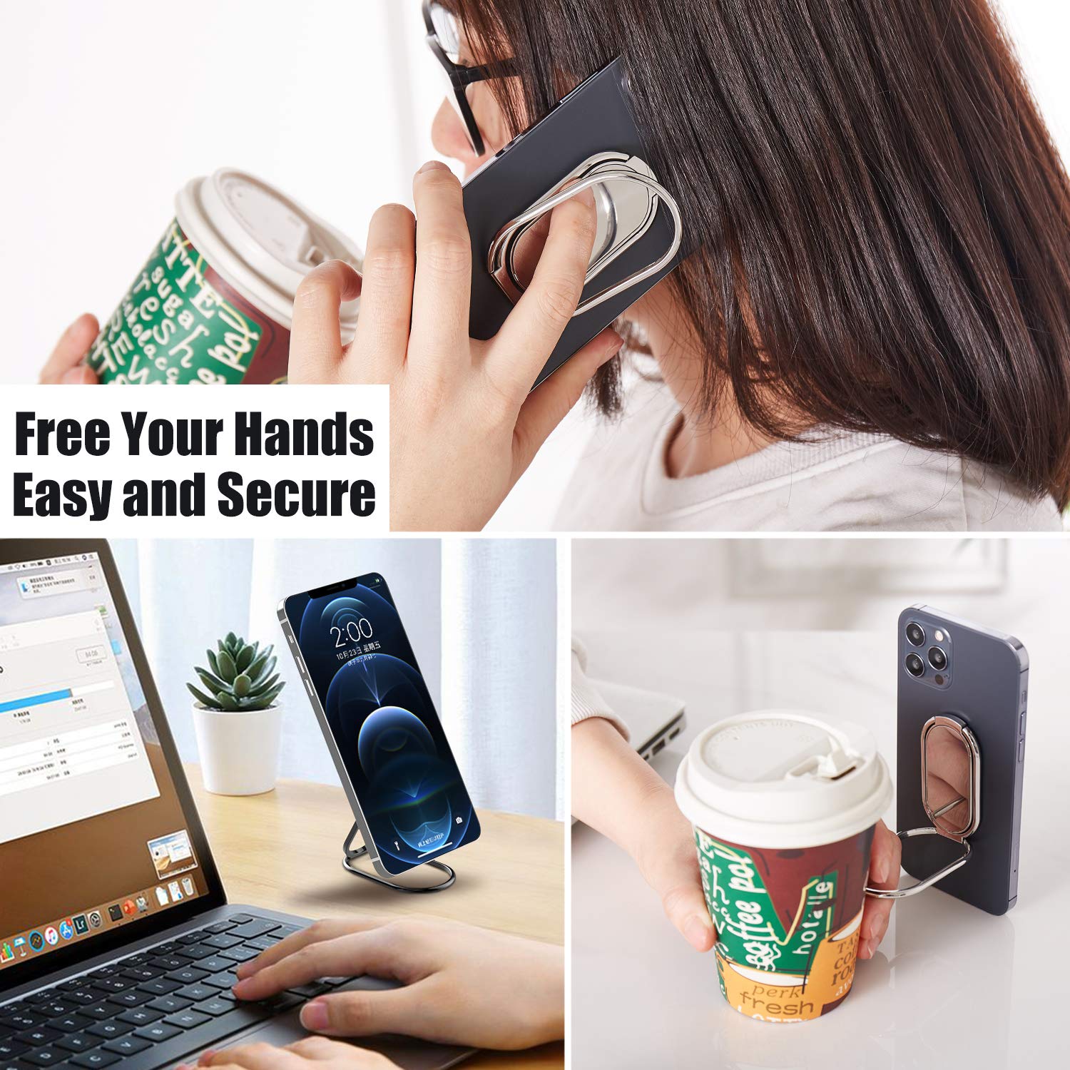 Rimyam Phone Ring Holder Finger Kickstand Foldable Cellphone Back Stand 360 Rotation Metal Ring Grip Holder For Magnetic Car Mou