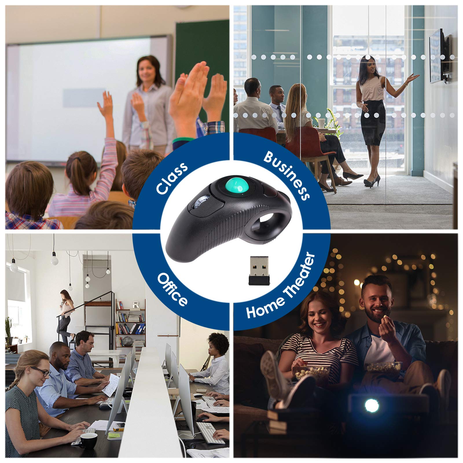 Eigiis 2.4G Ergonomic Trackball Handheld Finger Usb Mouse Wireless Optical Travel Dpi Mice For Pc Laptop Mac Left And Right Hand