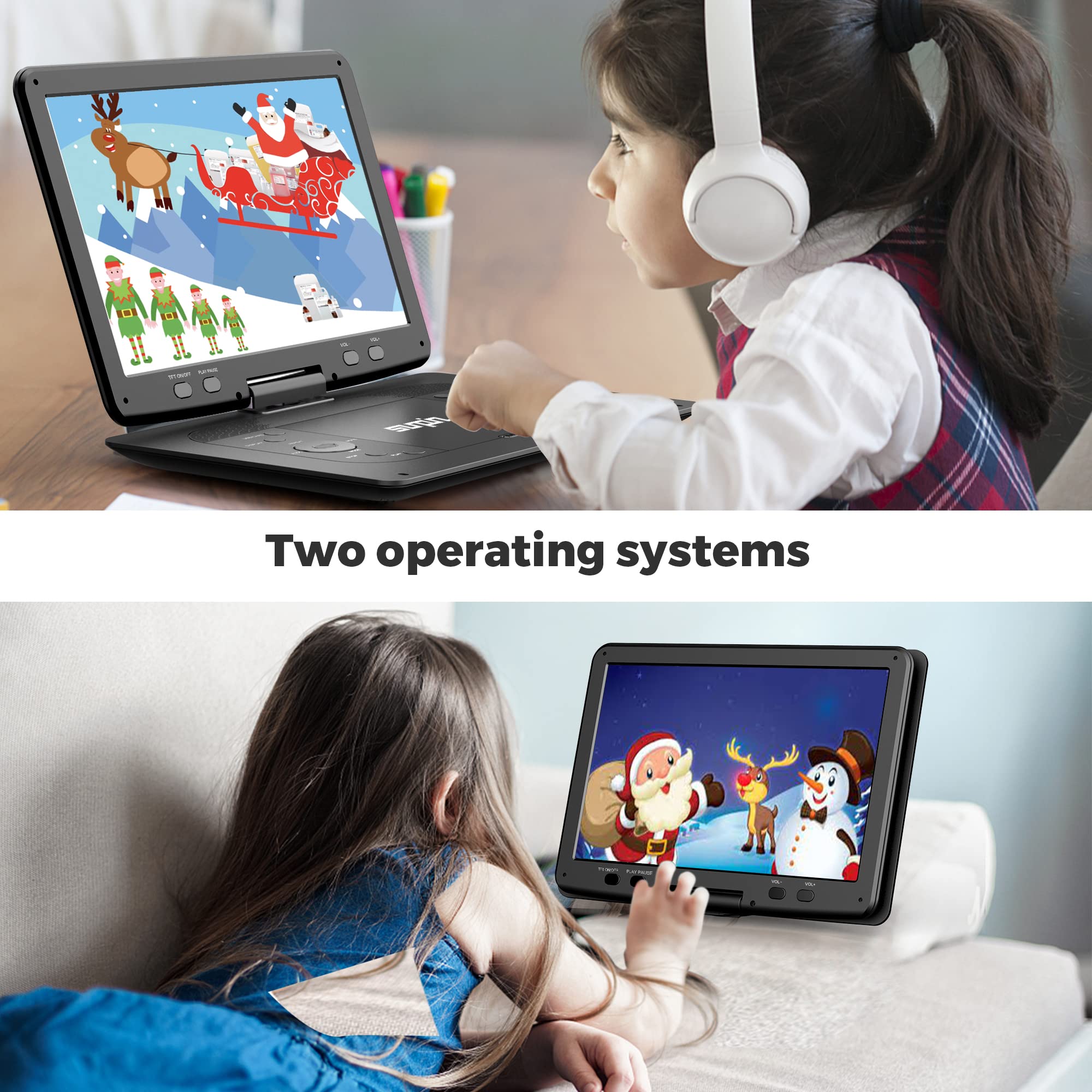 16.9''Portable Dvd Player With 14.1''Hd Large Screen,Kids Dvd Players,Unique Extra Button Design,Portable With 5 Hrs Rechargeabl