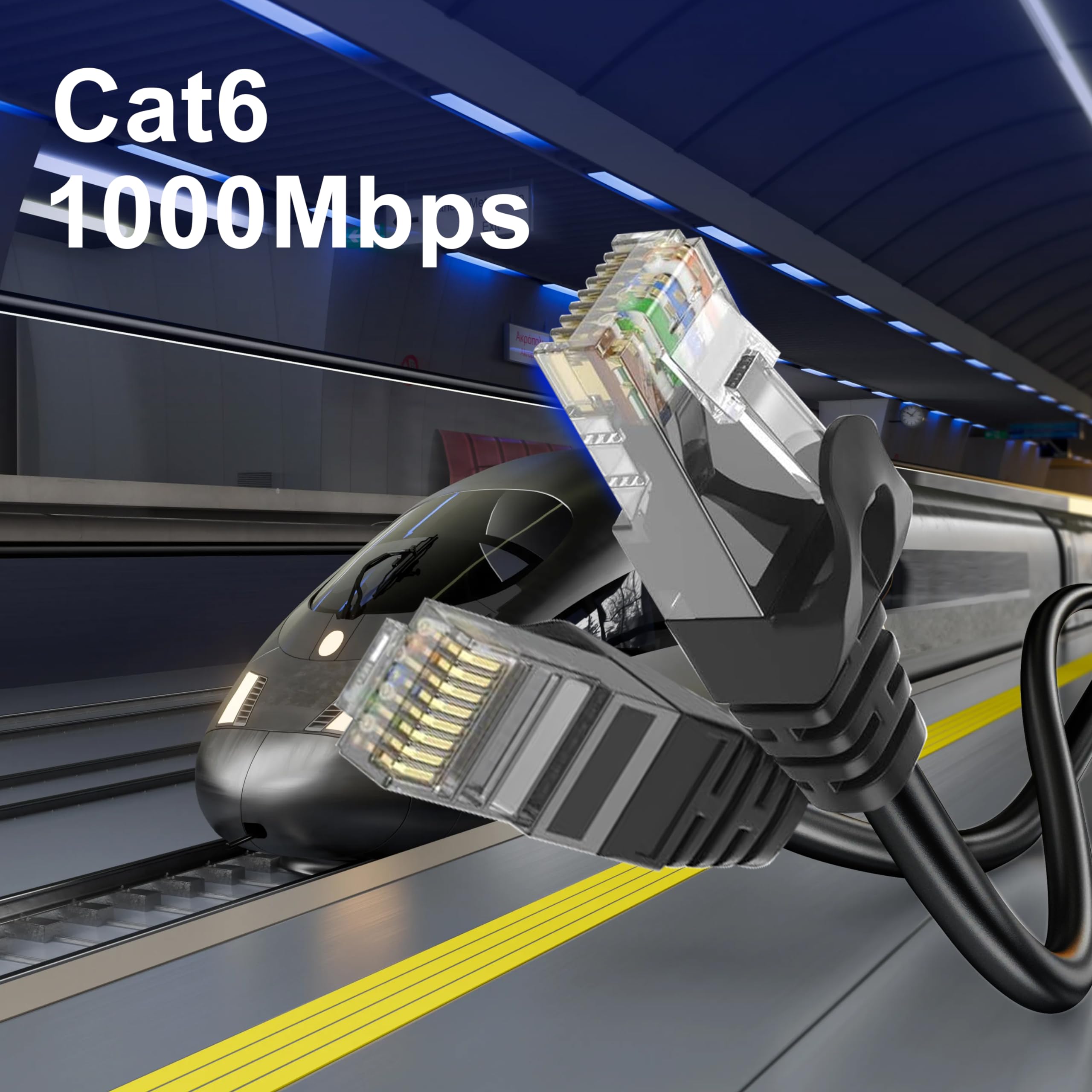 Aimyzii Cat6 Ethernet Cable(250 Feet) Cat6 Network Cord,Rj45 Patch Cable Support Cat6,Cat5E,Cat5 Include 25 Ties And 25 Cable Clips