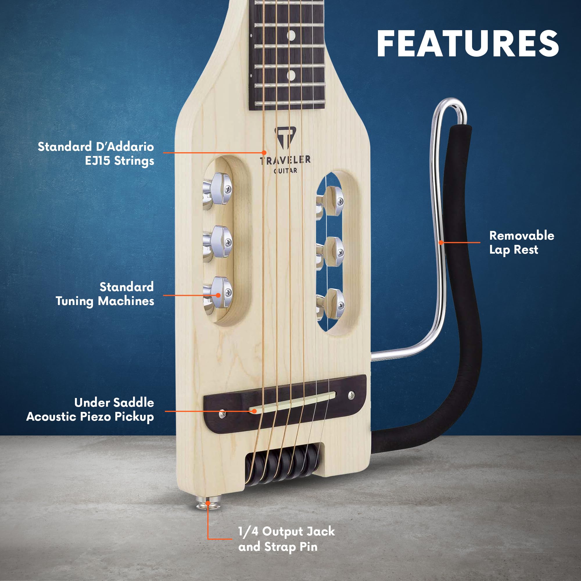 Traveler Guitar Ultra-Light 6 String Acoustic-Electric, Right-Handed, Maple, (Ula Mps)