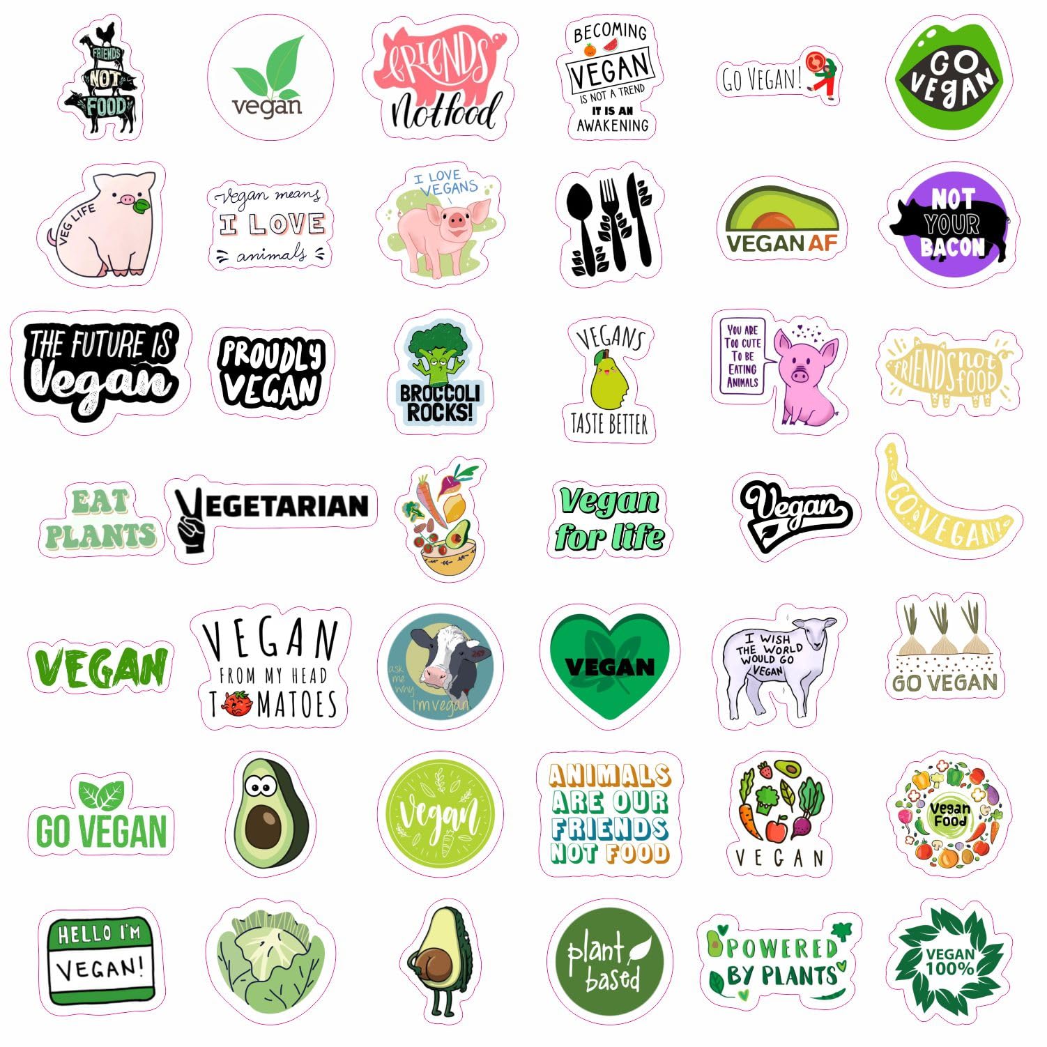 Vegan Stickers For Water Bottle And Laptop   Plant Based Party Favors & Decorations, Waterproof Vinyl Veganism Decals, Vegan Lif