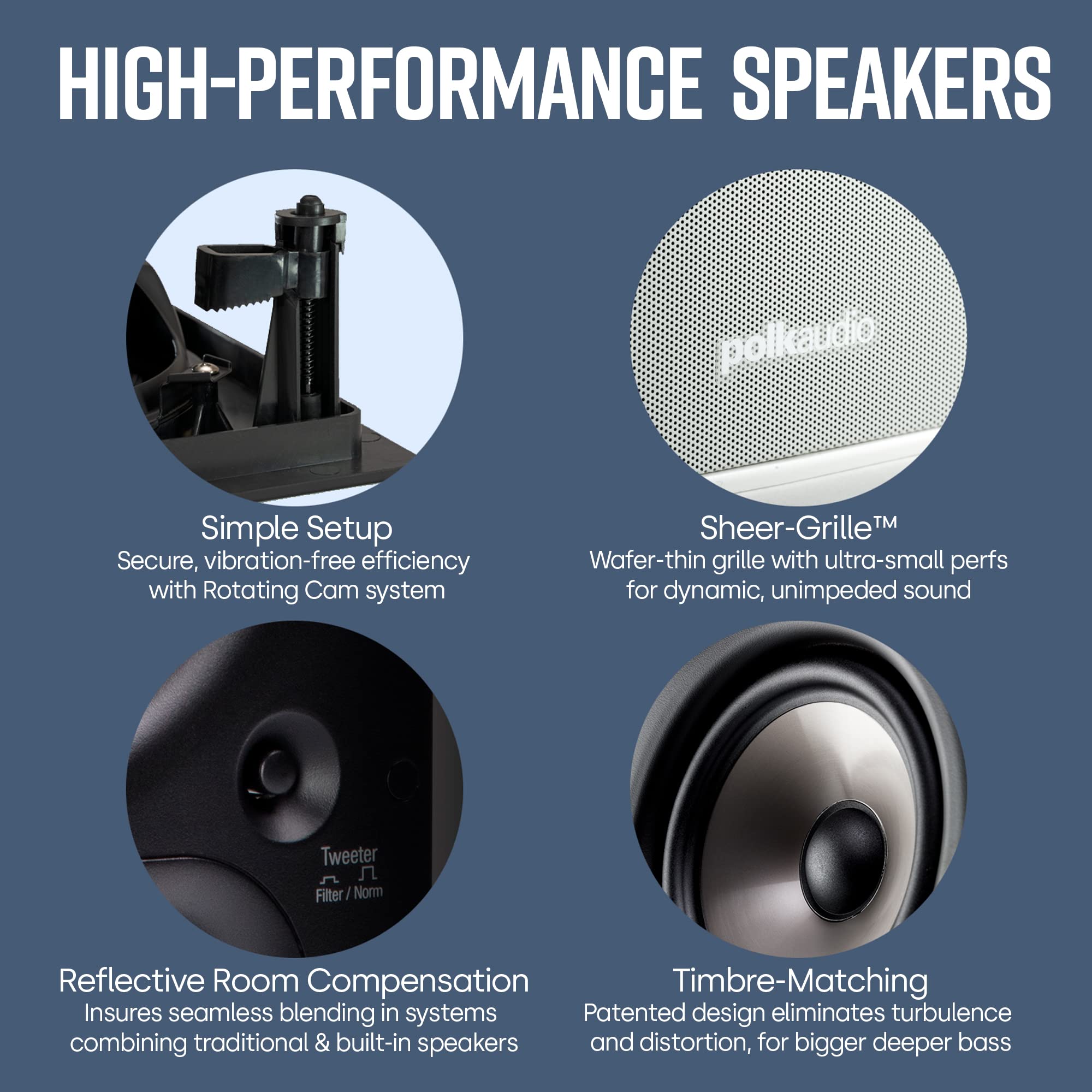 Polk Audio 255C-Rt In-Wall Center Channel Speaker (2) 5.25 Drivers - The Vanishing Series | Easily Fits Into The Wall | Power Po