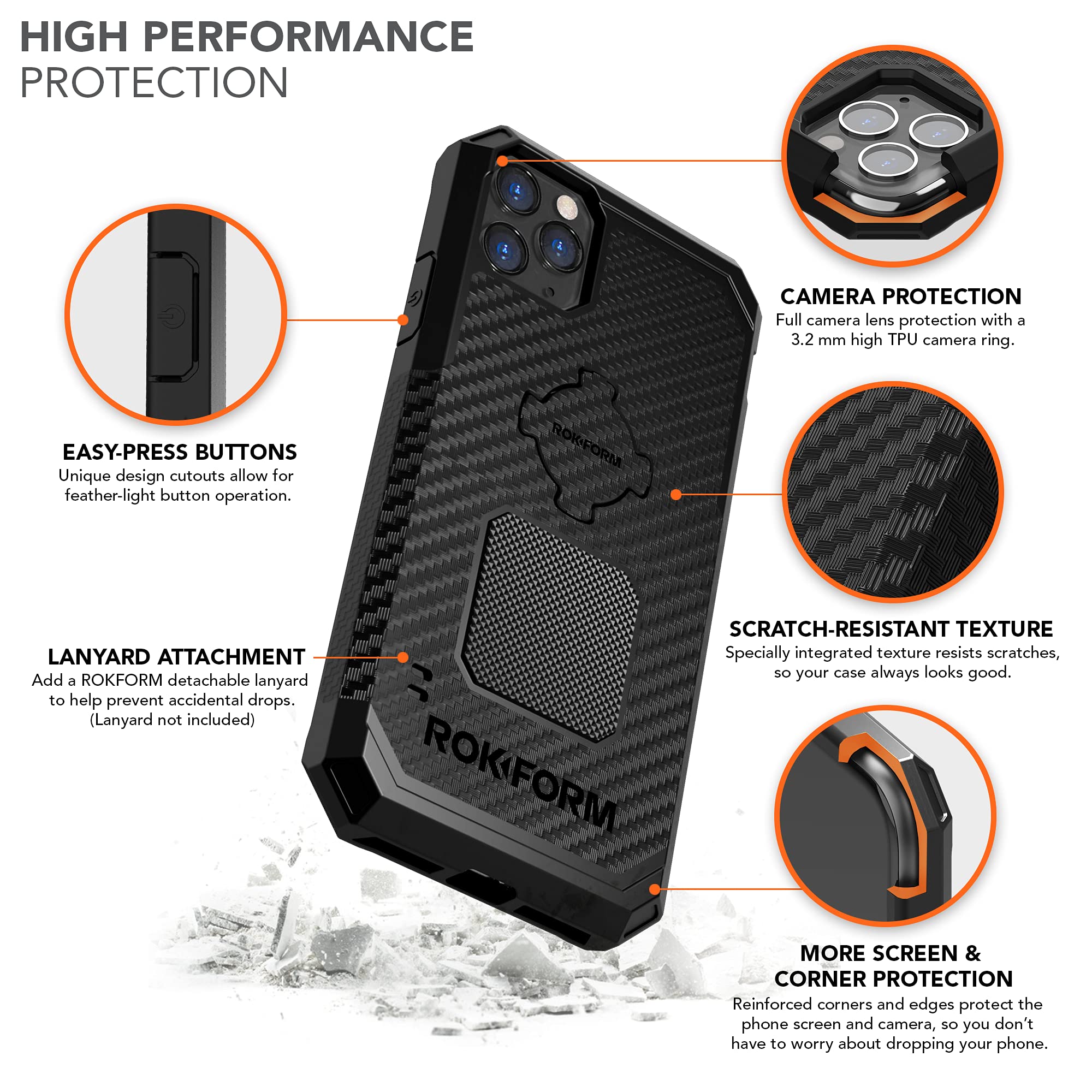 Rokform - Magnetic Iphone 11 Pro Max Case With Twist Lock Mount, Military Grade Rugged Mobile Phone Holder Series (Black)