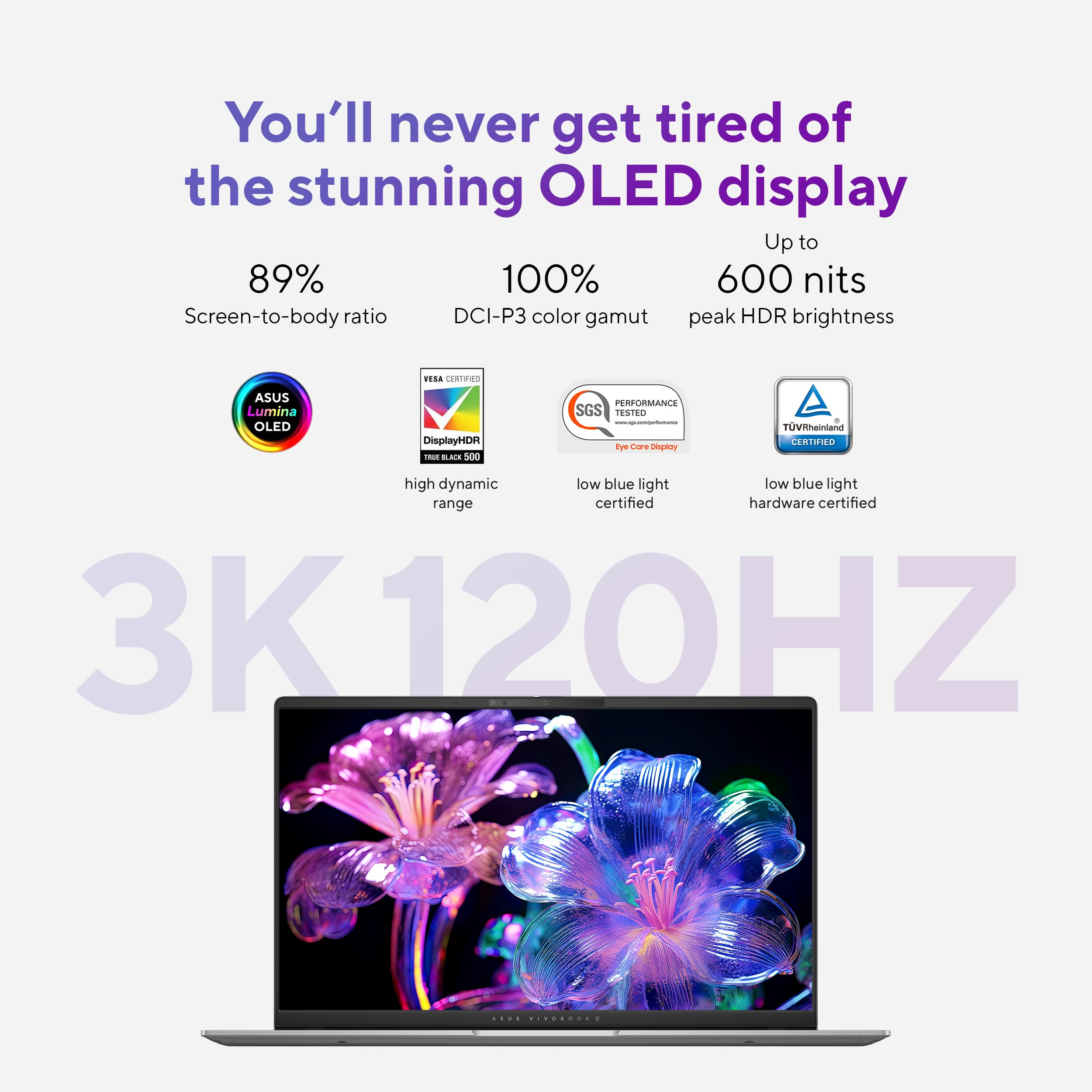 Asus Vivobook S 15 Laptop; Copilot+ Pc, 15.6    3K 120Hz Oled Display, Qualcomm Snapdragon X Elite X1E 78 100 12 Core Processor,