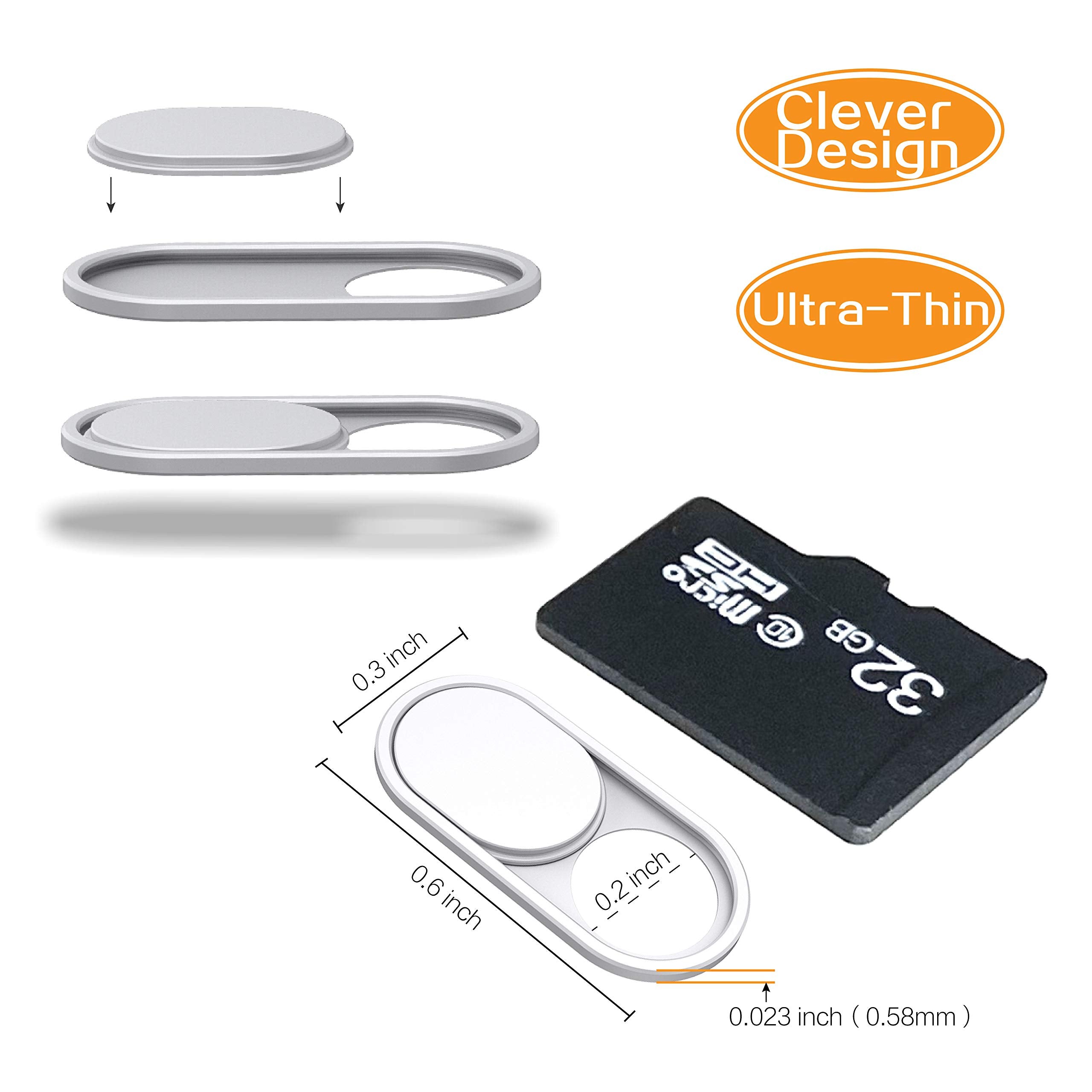 Imluckies Metal Webcam Cover Slide, 0.023In Camera Cover For Laptop Computer, Macbook Pro/Air Imac Ipad Tablet Iphone 8/7/6 Plus