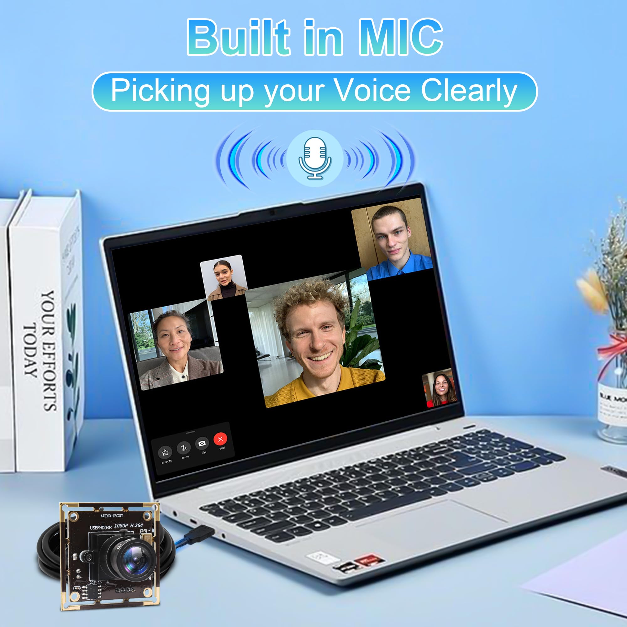 Elp 2.8Mm Lens Raspberry Pi 1080P H.264 Microphone Pc Web Usb Security Camera For Computer Mini Uvc Usb2.0 Video Audio Webcam Board 2Mp Cmos Ar0330 Lightburn Laser Camera For Laptop