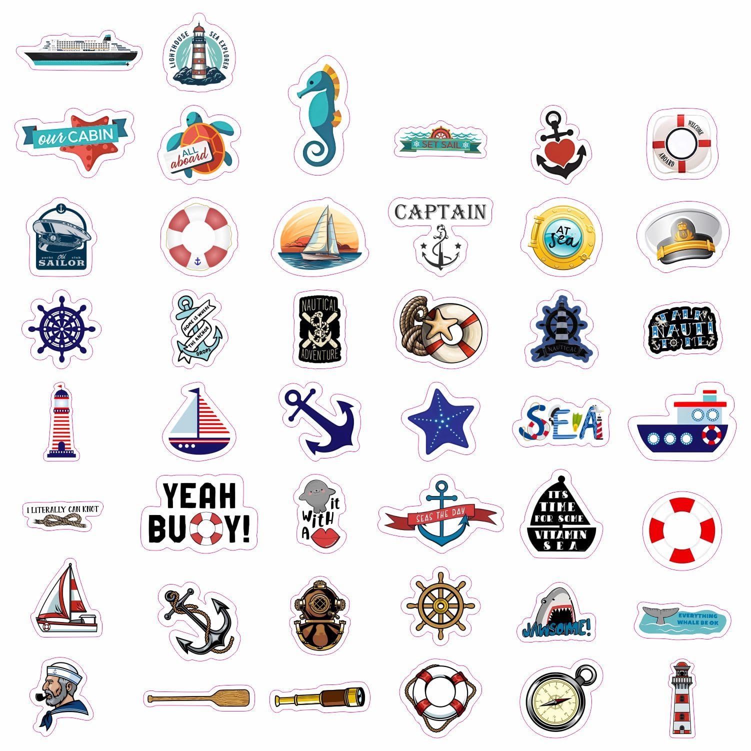 Nautical Stickers For Water Bottle And Laptop   Nautical Party Favors & Decorations, Waterproof Vinyl Ocean Decals, Anchor And M
