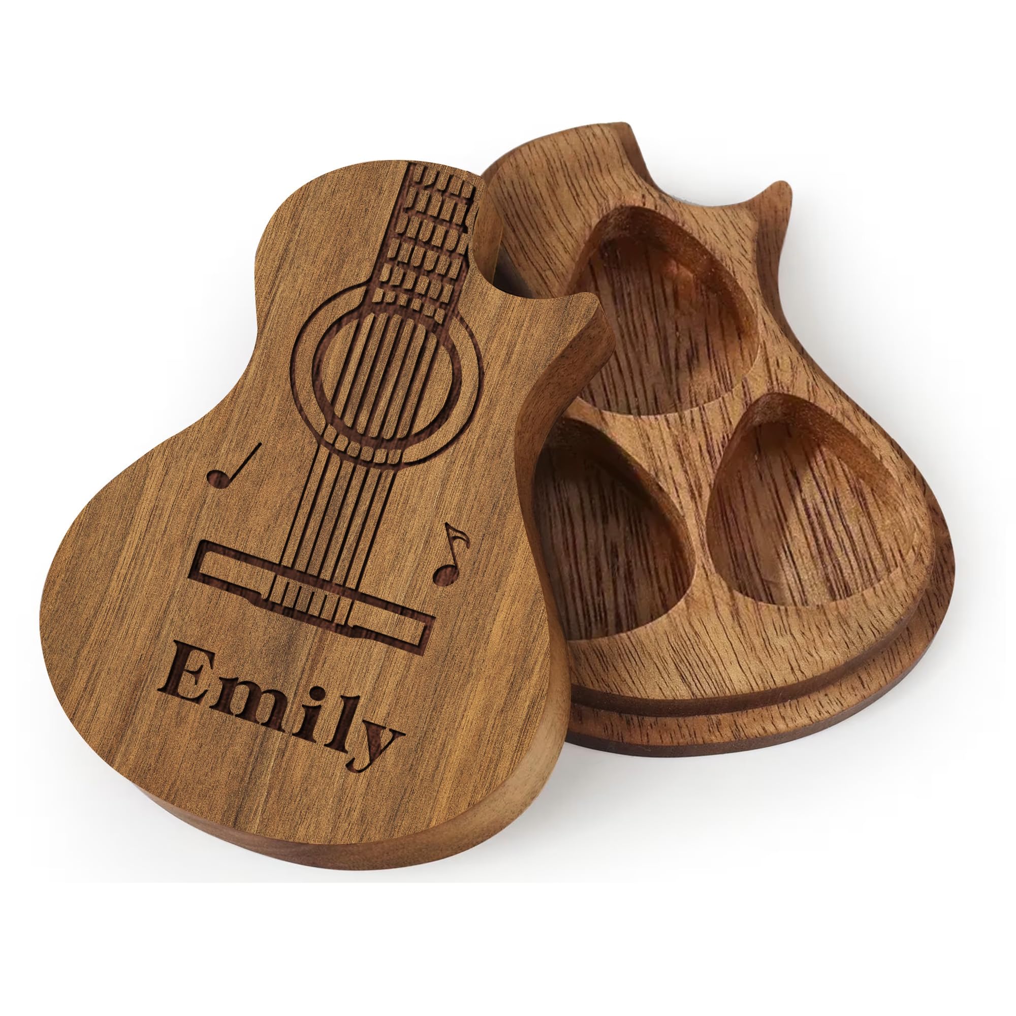 Edsg Personalized Guitar Pick Holder Engraved Wooden Guitar Picks Holder Custom Guitar Pick Case Box Gifts For Men Him Birthday