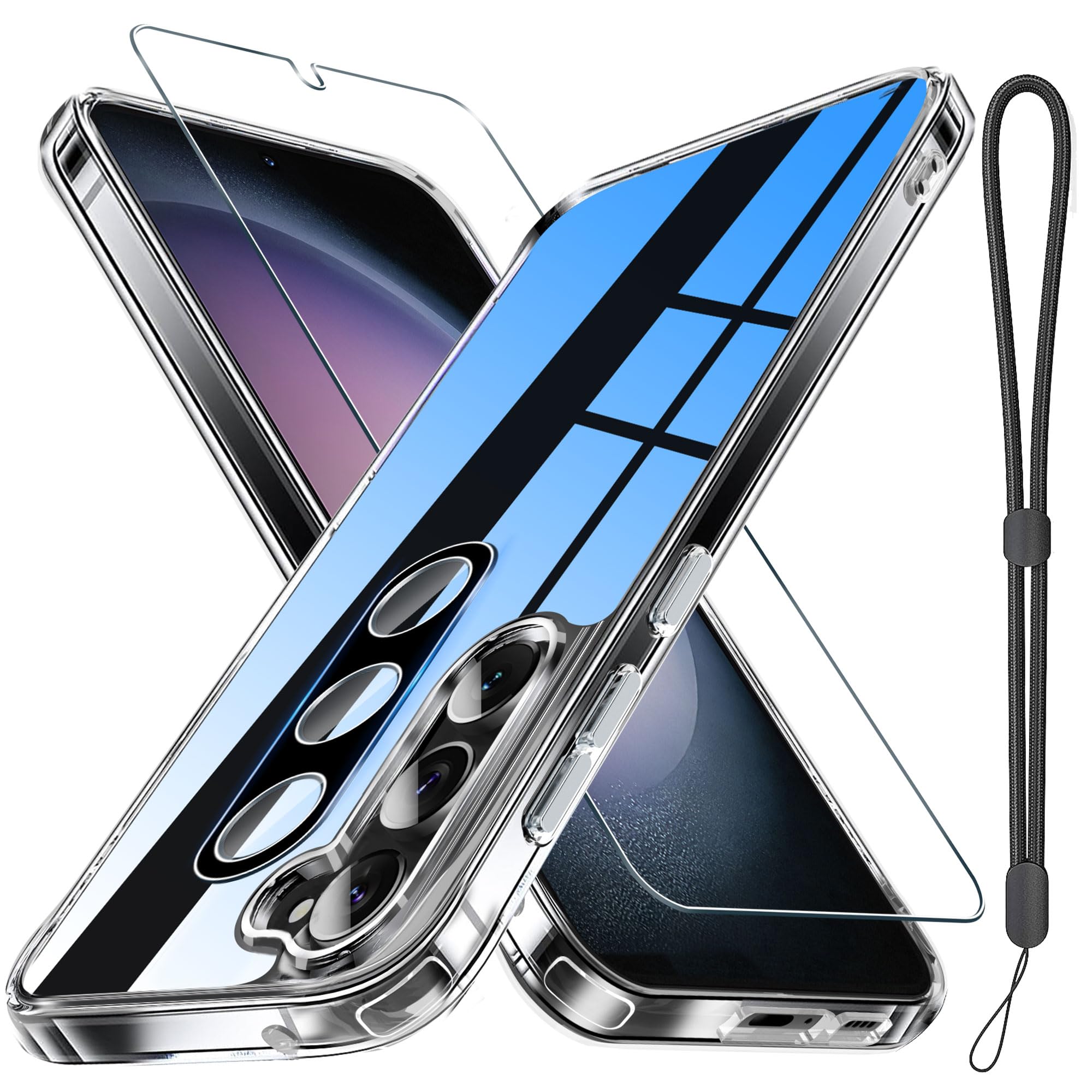 Janmitta Compatible With Samsung Galaxy S23 Case With Screen Protector+Camera Lens Protector,Slim Fit Thin Transparent Rugged To