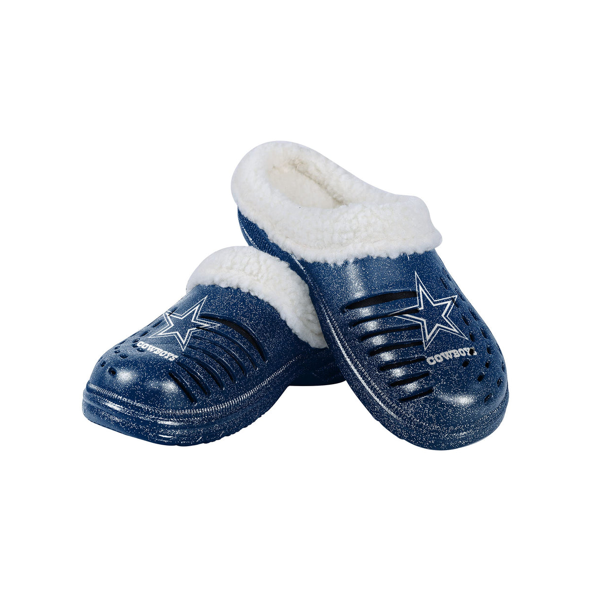 Foco Dallas Cowboys Nfl Womens Sherpa Lined Glitter Clog   S