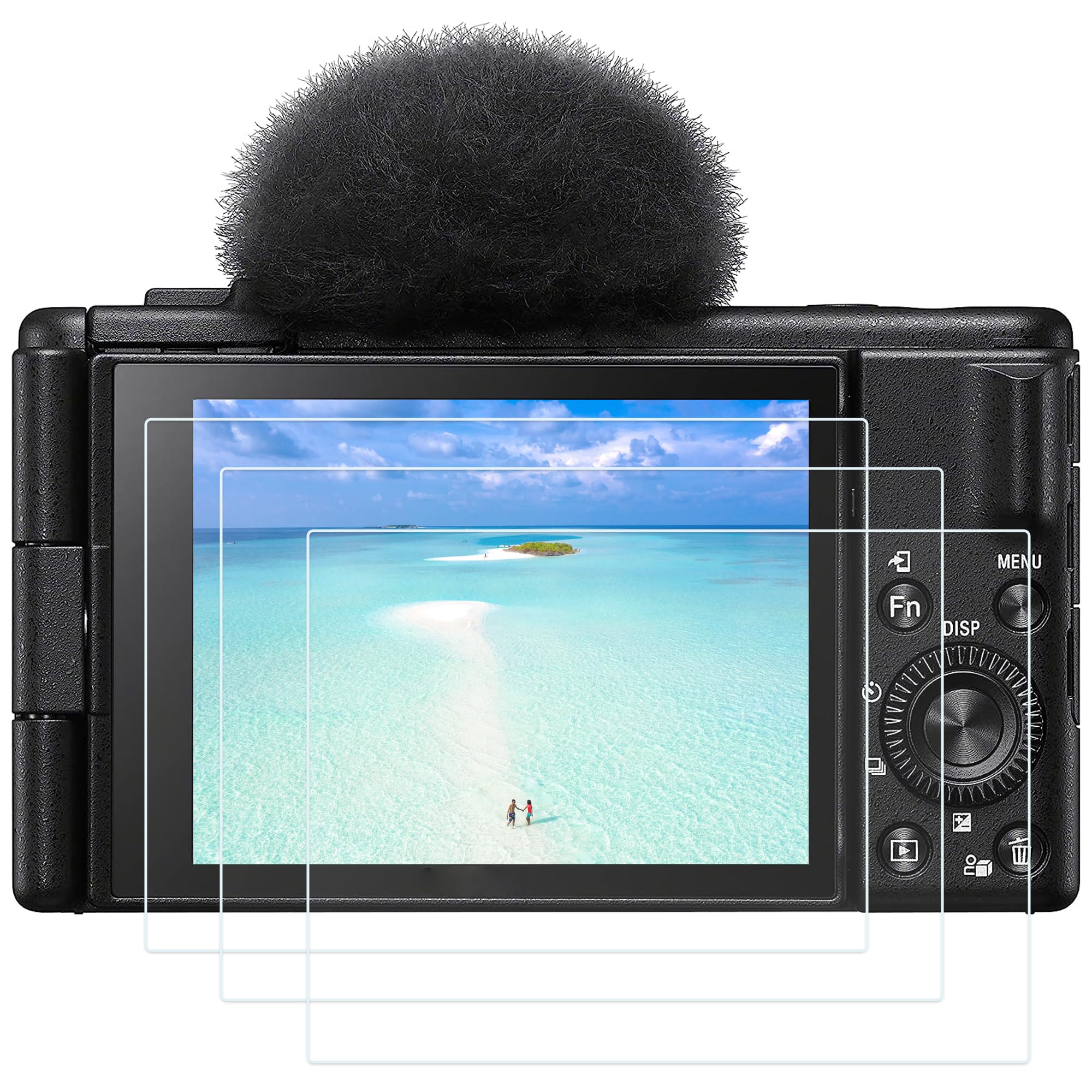 PCTC For Sony ZV-E10 screen protector 3 Packs Tempered Glass screen protector fit for Sony ZV-E10 ZV-1 ZV-1M2 ZV1M2 ZVE10 ZV1 ZV