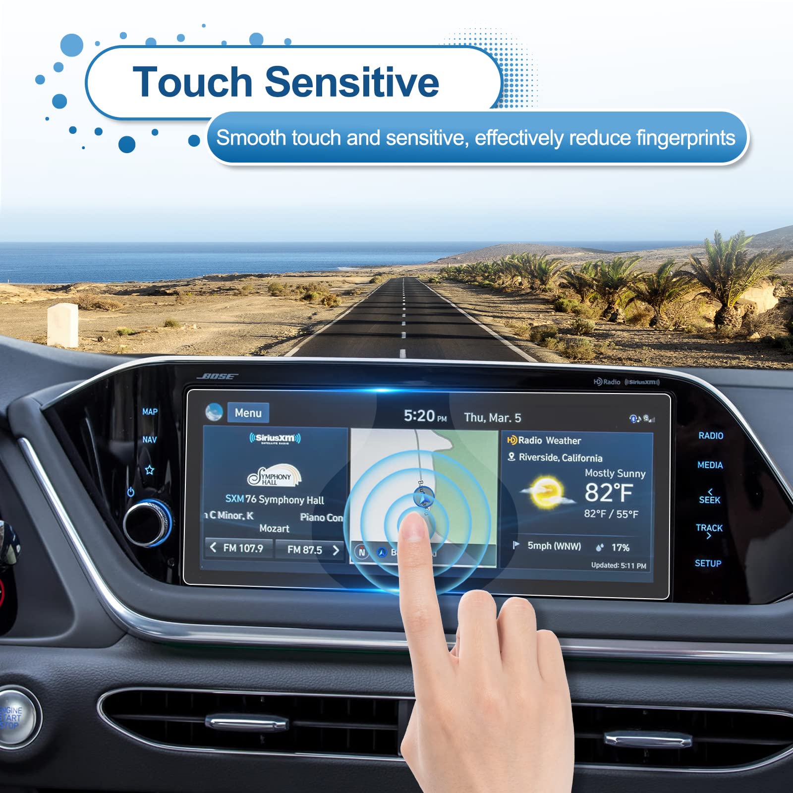 Coleya 2020 2021 2022 2023 Sonata/Sonata Hybrid Screen Protector For Hyundai Sonata (Sel/Sel Plus/N Line/Limited) 10.25 Inch Tou