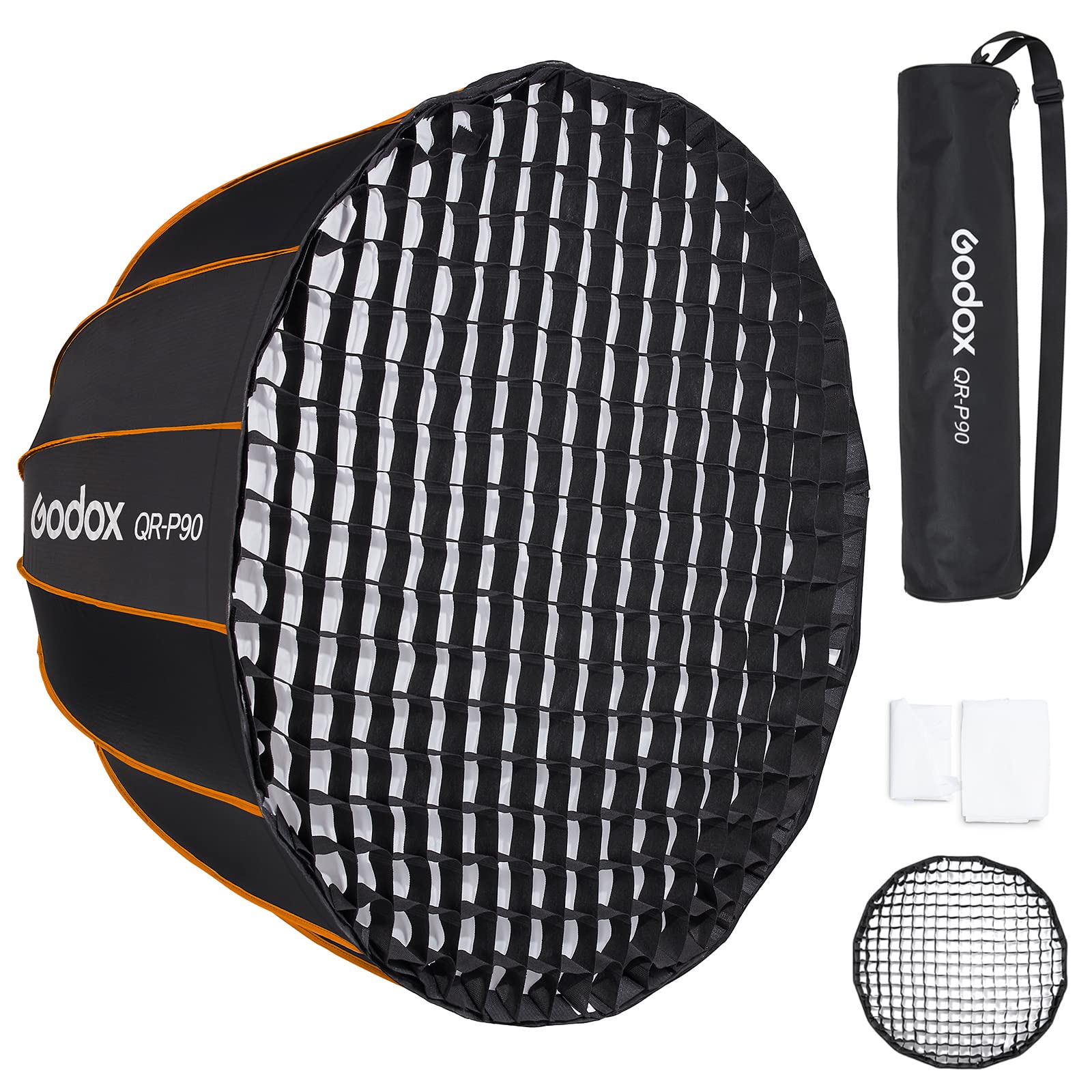 Godox Qr P90 Deep Parabolic Softbox 35In 90Cm With Grid Bowens Mount Carrying Bag Quick Set Up Professional Softbox For Photogra
