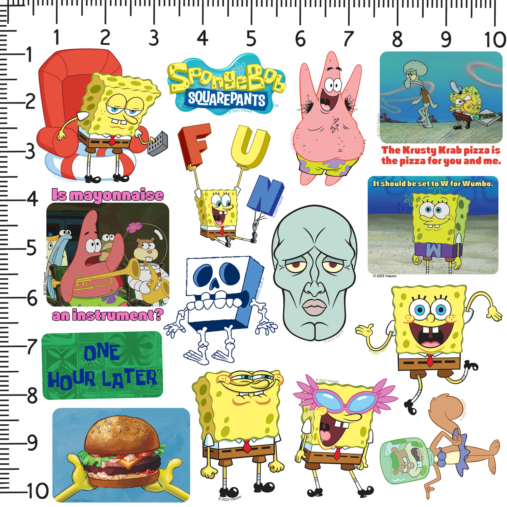 GRAPHICS & MORE Spongebob Meme Vinyl Stickers - 50ct Large Variety Pack for Laptop, Water Bottle, Scrapbooking, Indoor/Outdoor