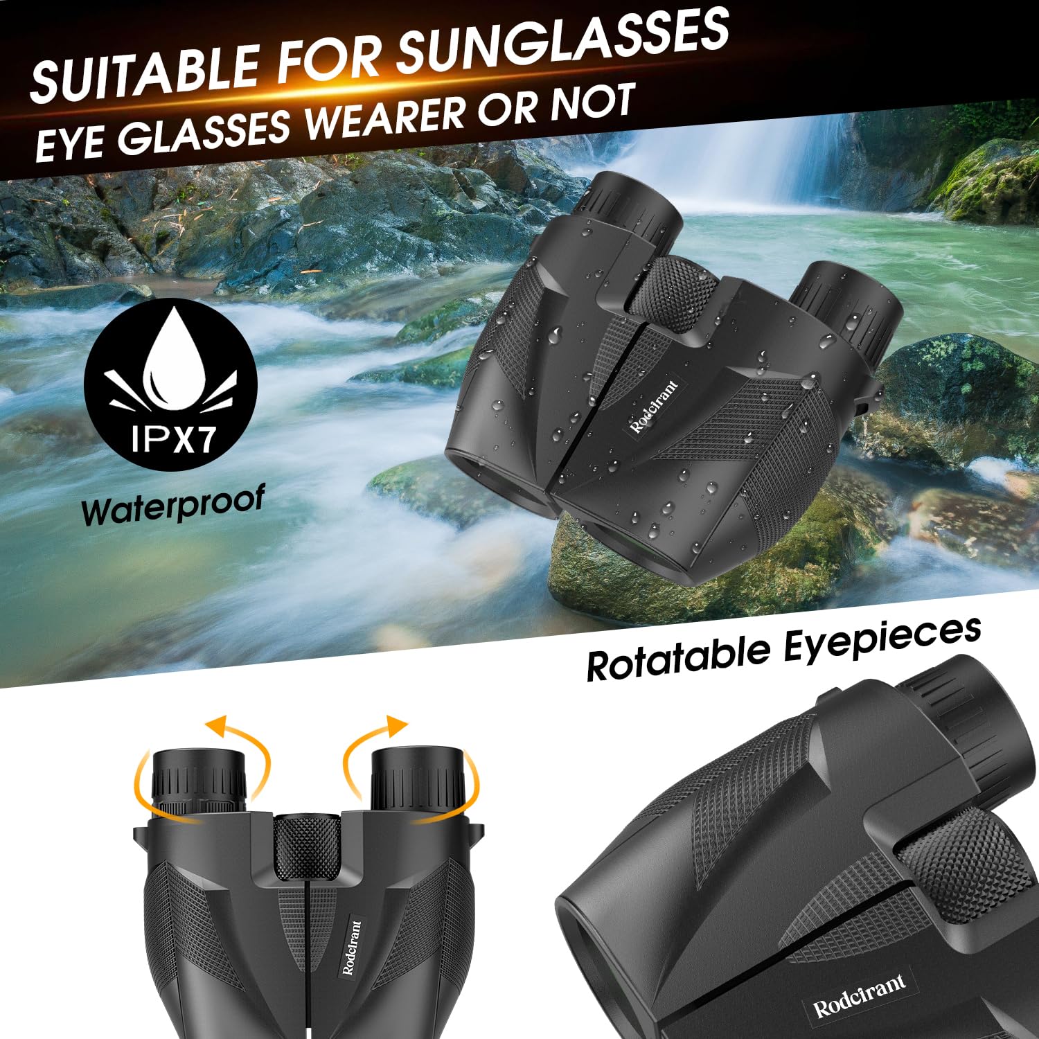 20X25 Compact Binoculars For Adults High Powered And Kids,Waterproof Binoculars For Hunters With Low Light Vision,Easy Focus Bir