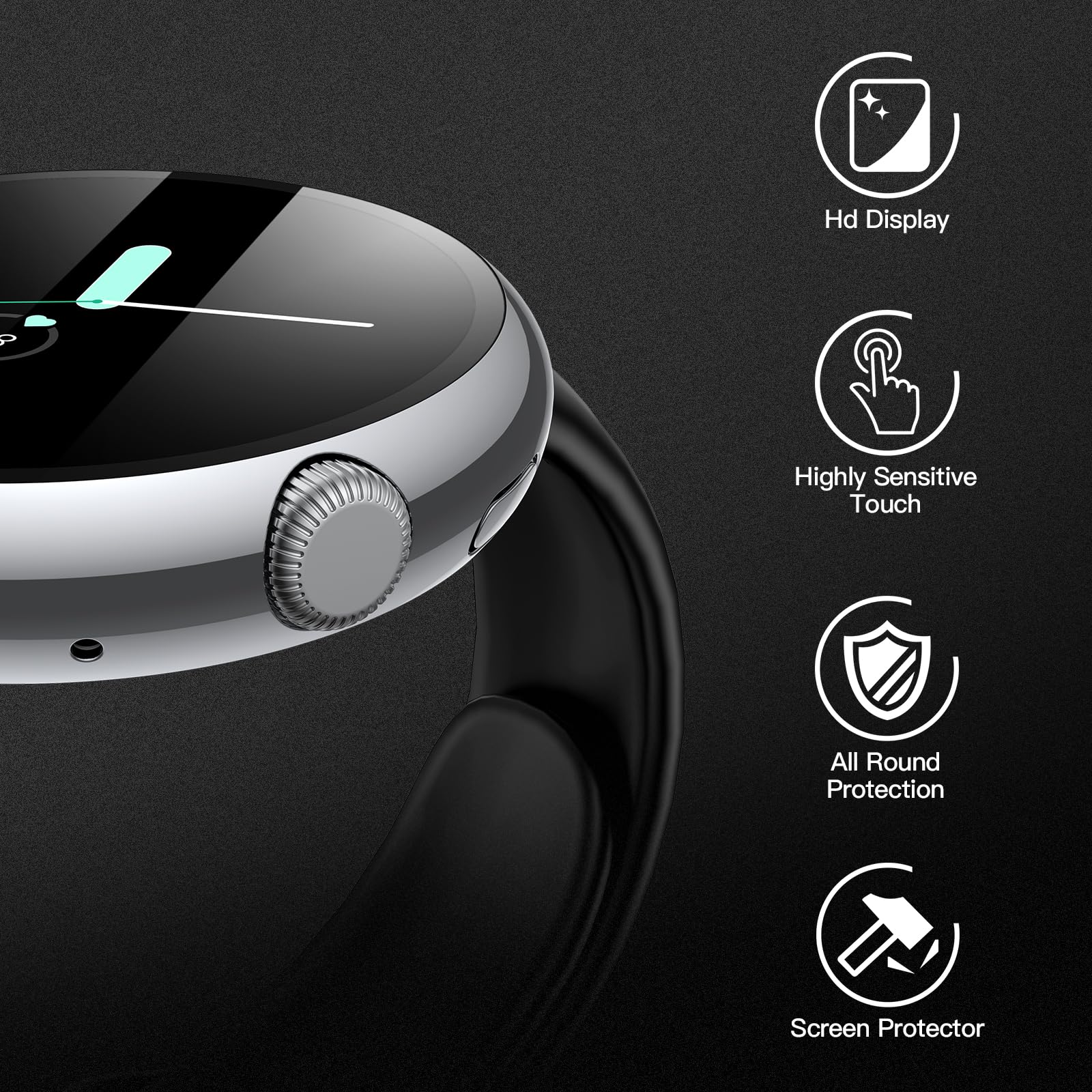 Misxi 2 Pack Hard Pc Case With Screen Protector Compatible With Google Pixel Watch 2 (2023) / Pixel Watch 41Mm, High Sensitivity