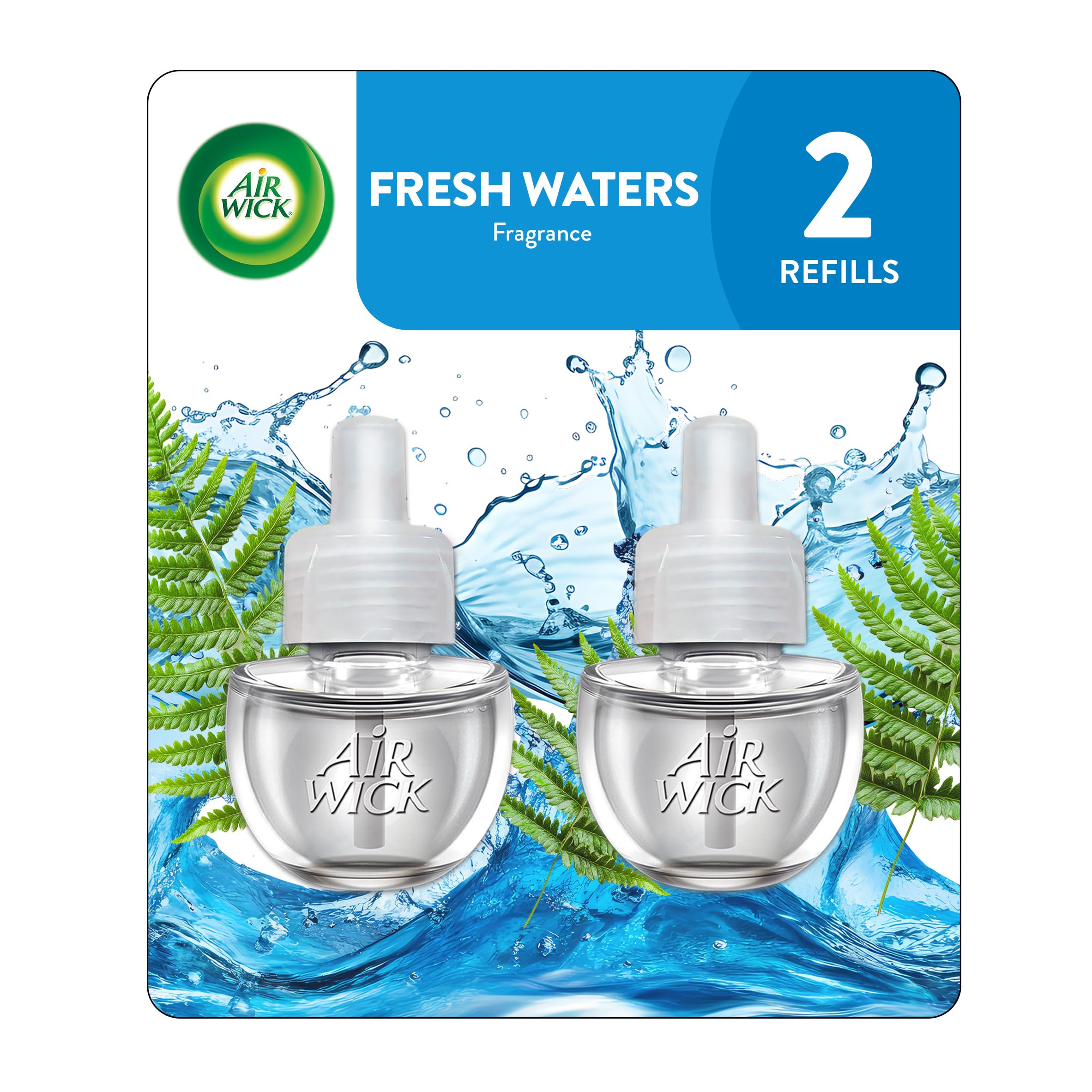 Air Wick, Plug in Scented Oil 2 Refills, Fresh Waters, 1.34 Oz (Pack of 2)