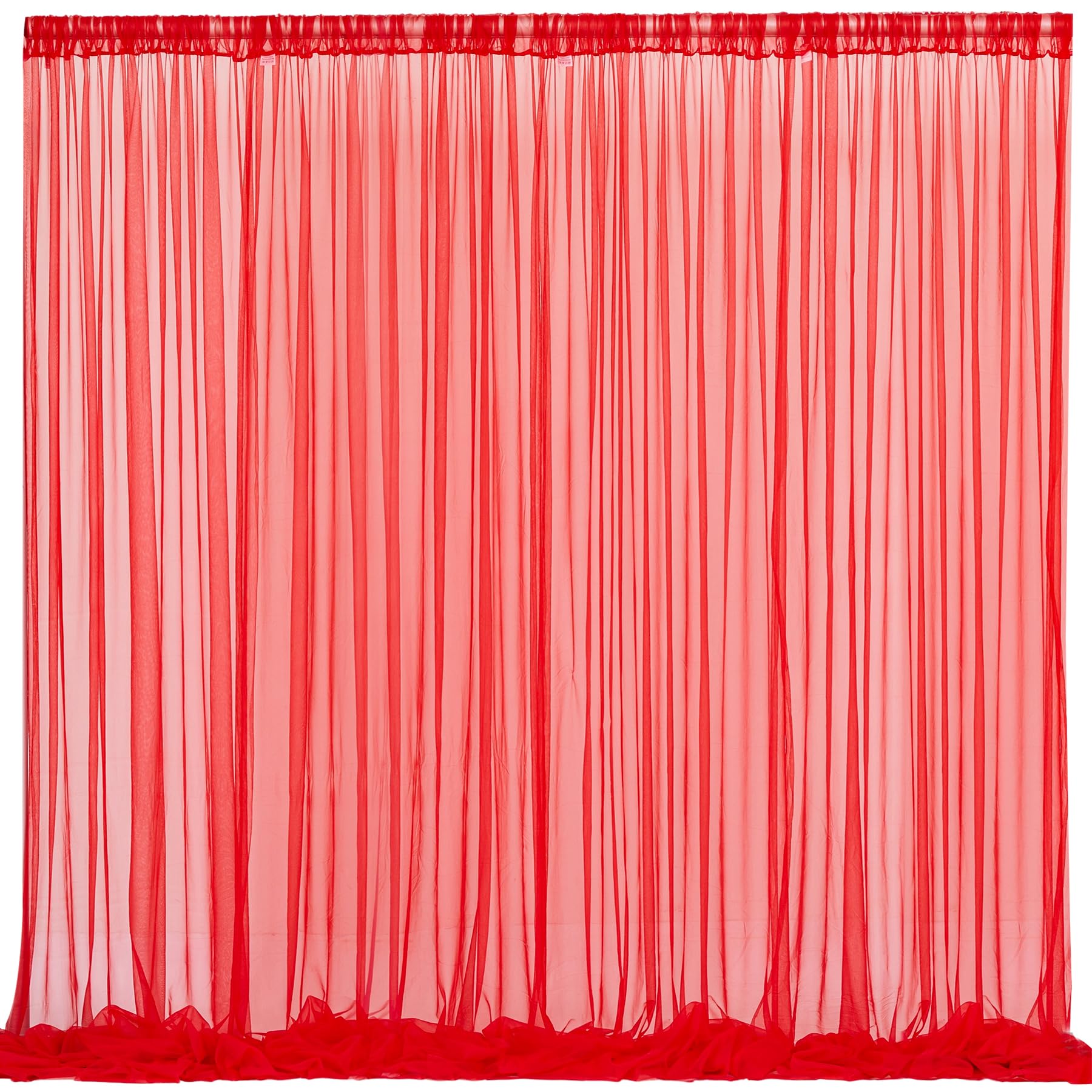 10X10 Red Tulle Backdrop Curtains For Parties, Sheer Backdrop Curtain Wedding Photo Backdrop Drapes For Baby Shower Photography