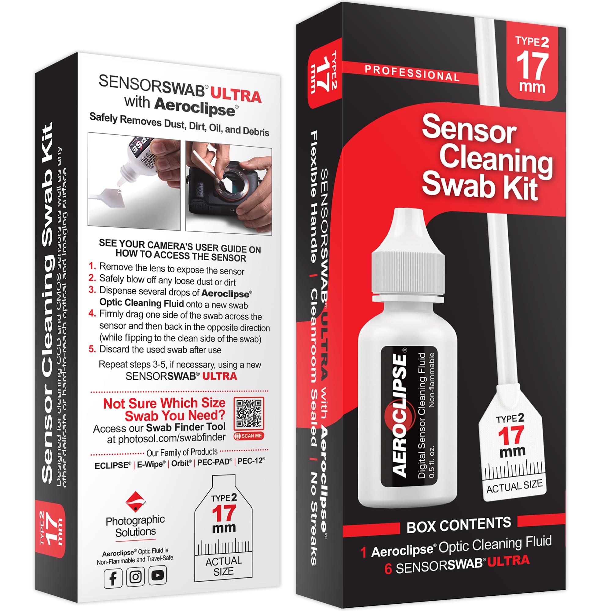 Sensor Cleaning Swab Kit   Aeroclipse Non Flammable Optic Cleaning Solution (0.5Oz/15Ml) + Type 2 Sensor Swab Ultra 17Mm (Pack O