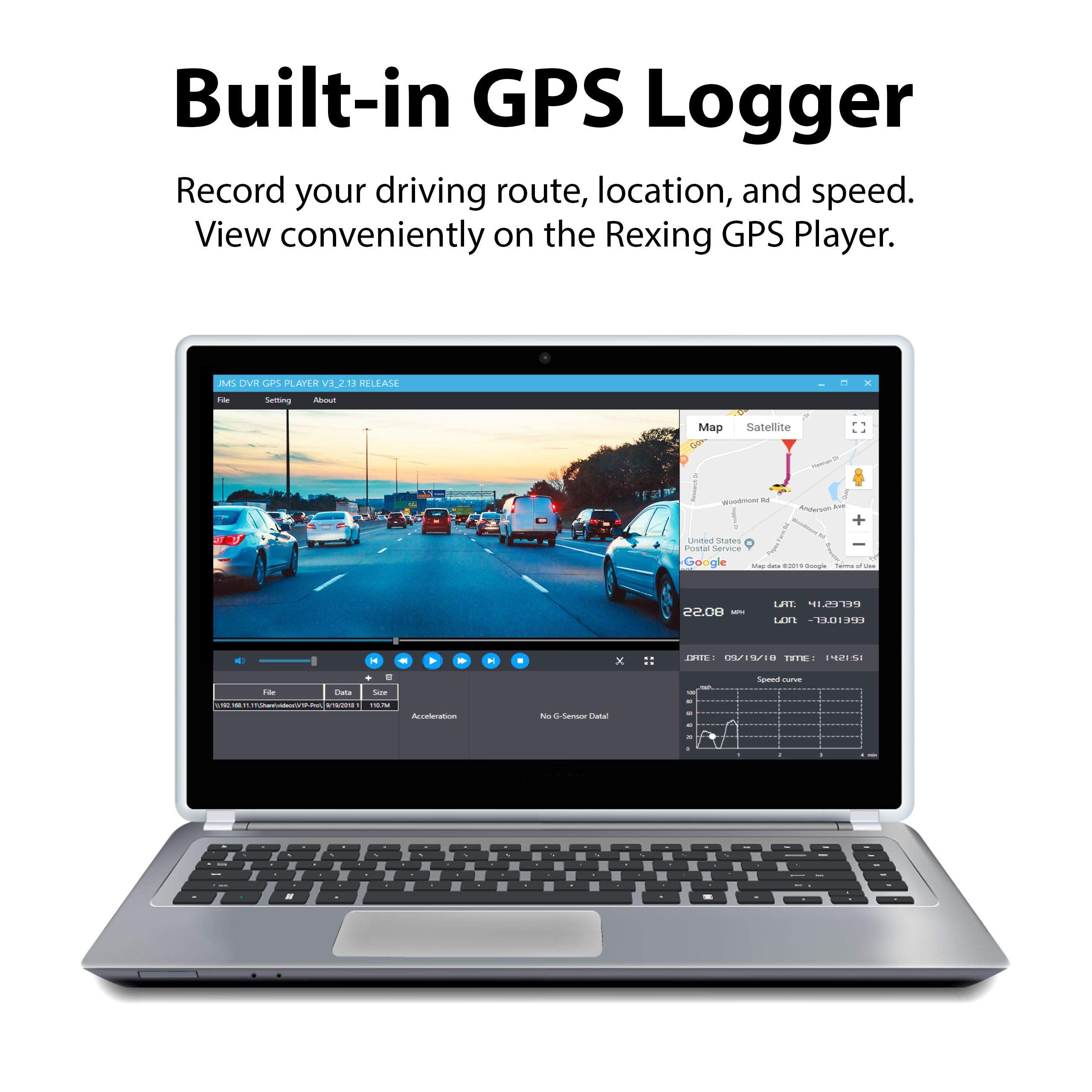 Rexing V1P Pro Dual 1080P Full Hd Front And Rear 170 Wide Angle Wi Fi Car Dash Cam With Built In Gps Logger, Supercapacitor, 2.4