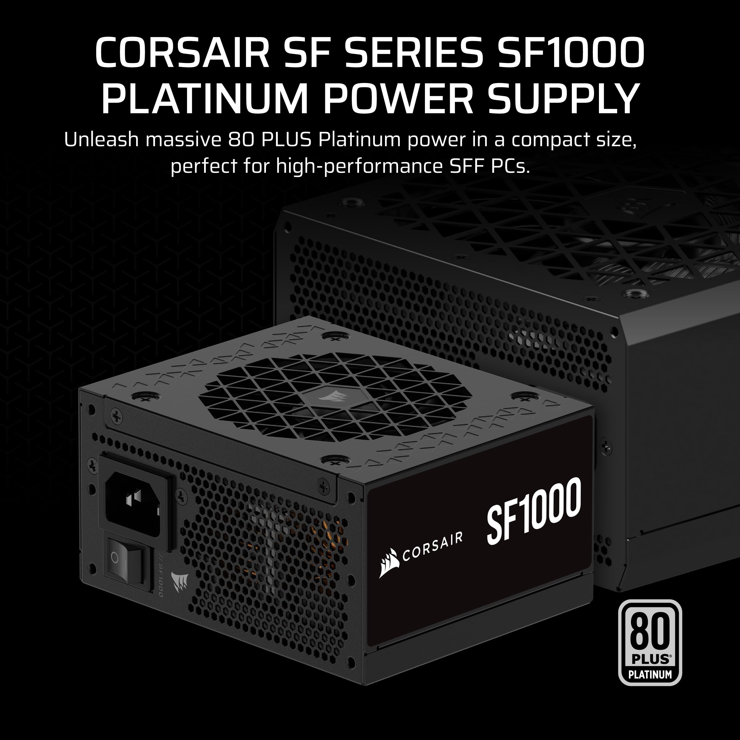 Corsair Sf1000 (2024) Fully Modular Low Noise 80 Plus Platinum Atx Power Supply - 3.0 Compliant - Pcie 5.0 Ready - Sfx-To-Atx Br