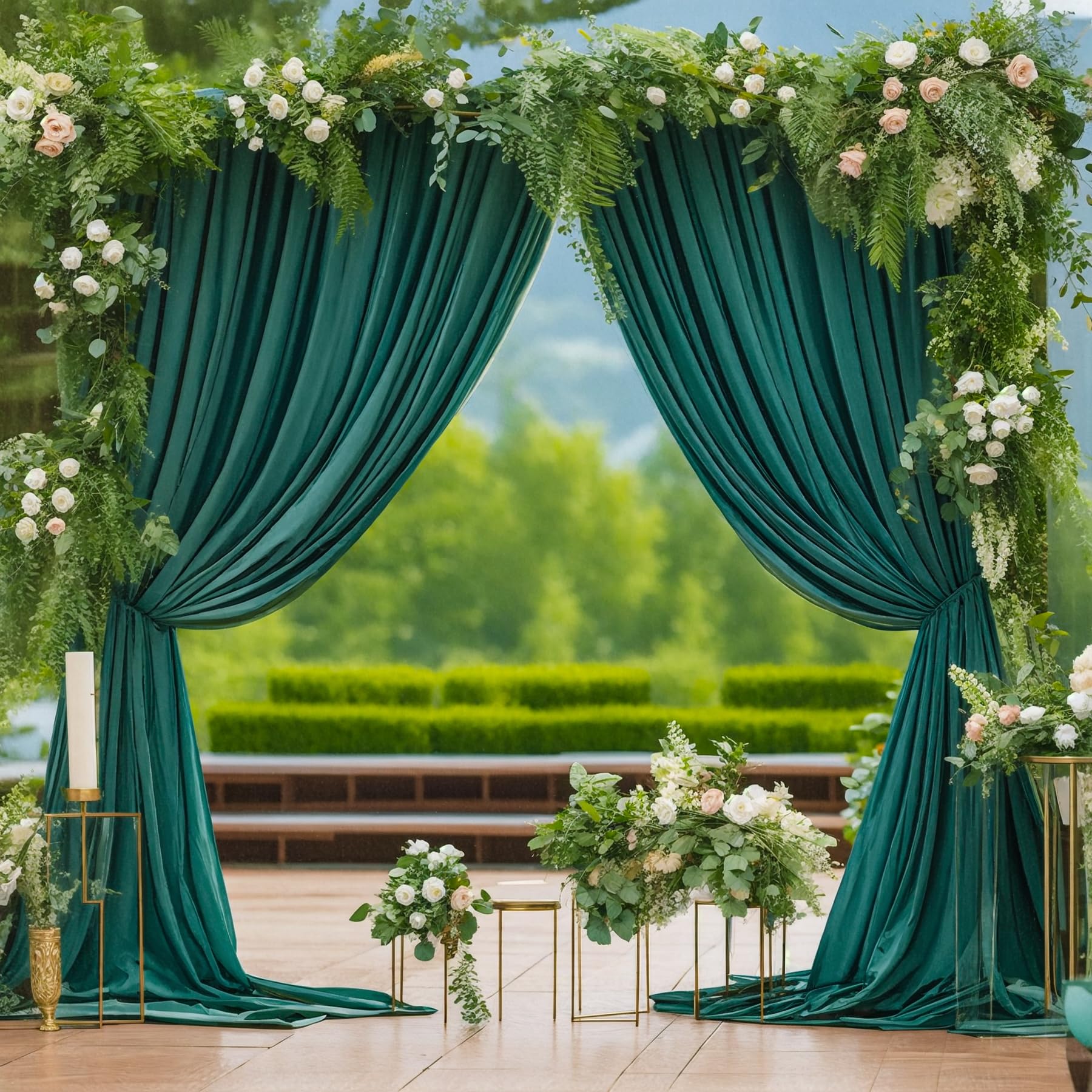 Hunter Green Backdrop Curtains 2 Panels Wrinkle Free Backdrop Drapes Soft Long Curtains For Backdrop Decoration Spandex Backdrop