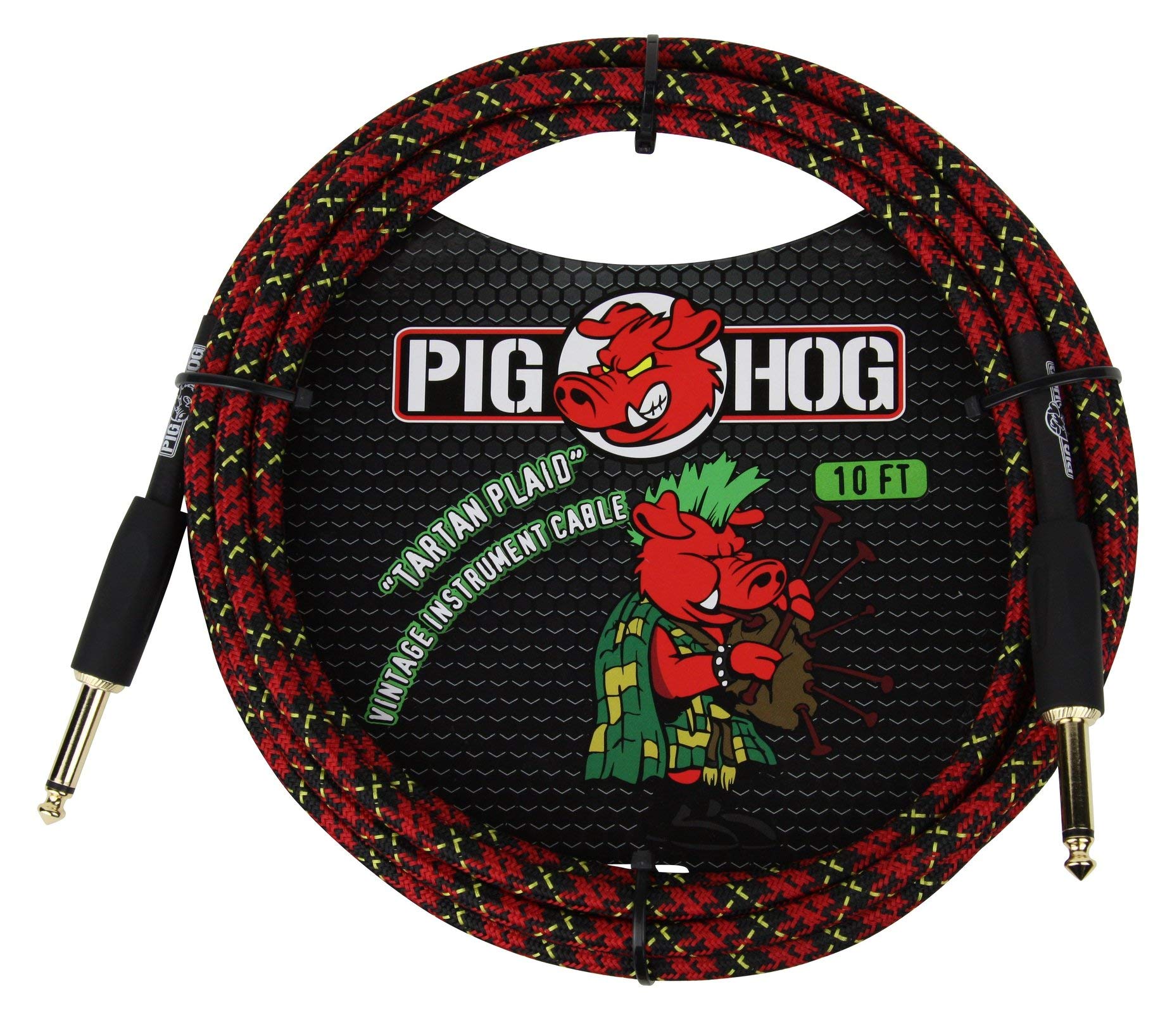 Pig Hog ''Tartan Plaid'' Woven Jacket Tour Grade Instrument Cable, 10 Foot