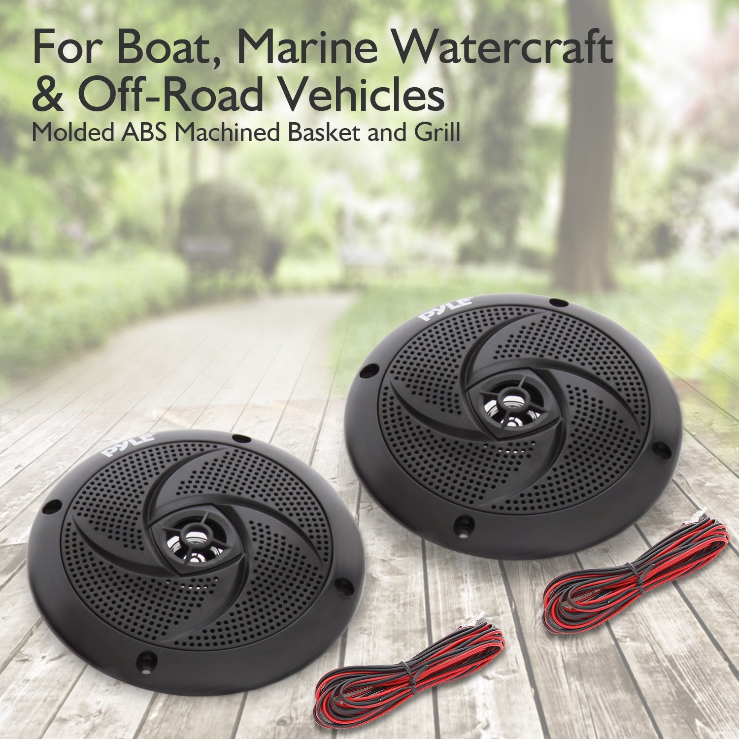 Serenelife Pyle Low-Profile Waterproof Marine Speakers - 100W 4 Inch 2 Way 1 Pair Slim Style Waterproof And Weather Resistant Ou