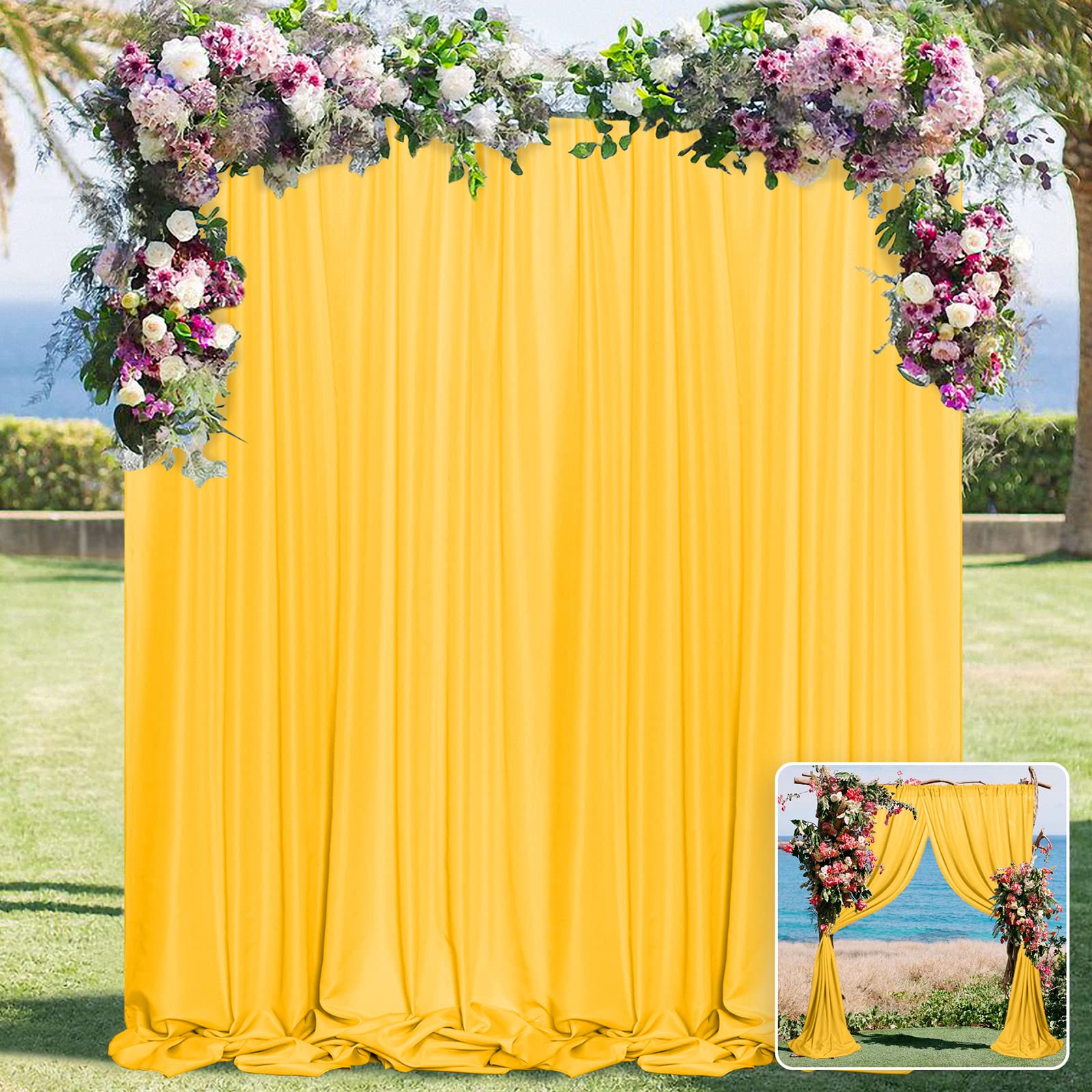 Yellow Backdrop Curtain For Parties Rod Pocket Yellow Curtains Photography Backdrop Drapes Privacy Fabric Spring Decoration For