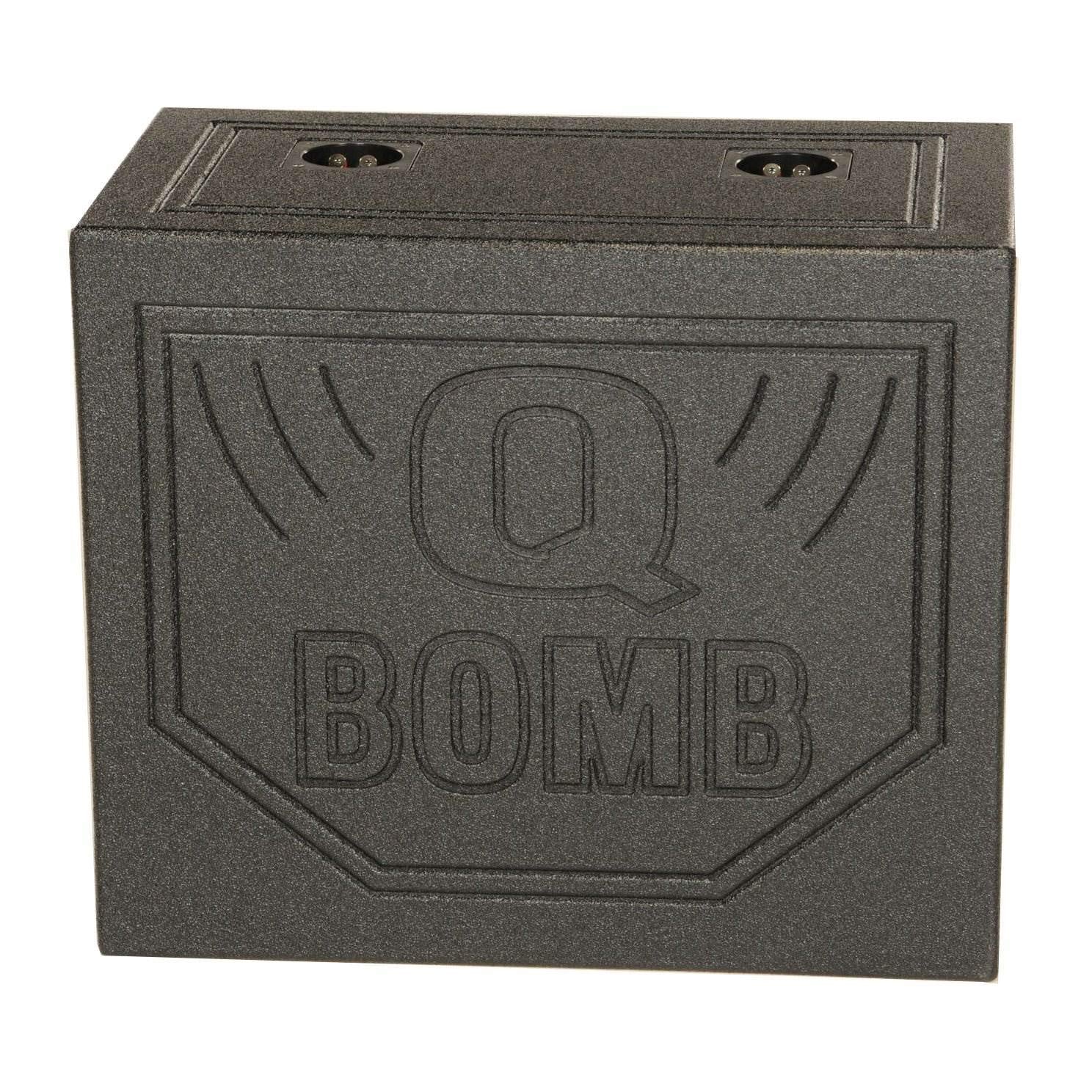 Q Power Dual 10" Vented Subwoofer Enclosure Box, Black, Model QBOMB10TB, Durable Bedliner Spray, Spring Loaded Terminals