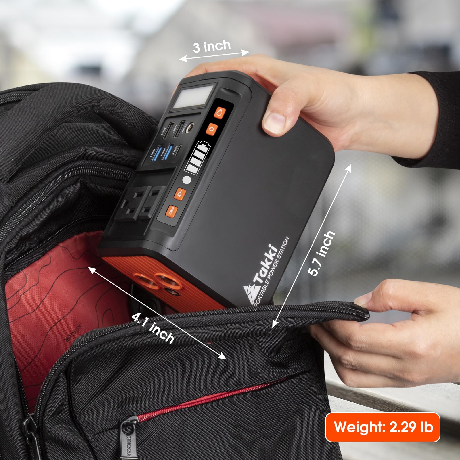 Takki 111Wh Portable Power Station With Carrying Case Bag Small Generator Lithium Battery With Peak 120W Ac Outlet Usb Ports For