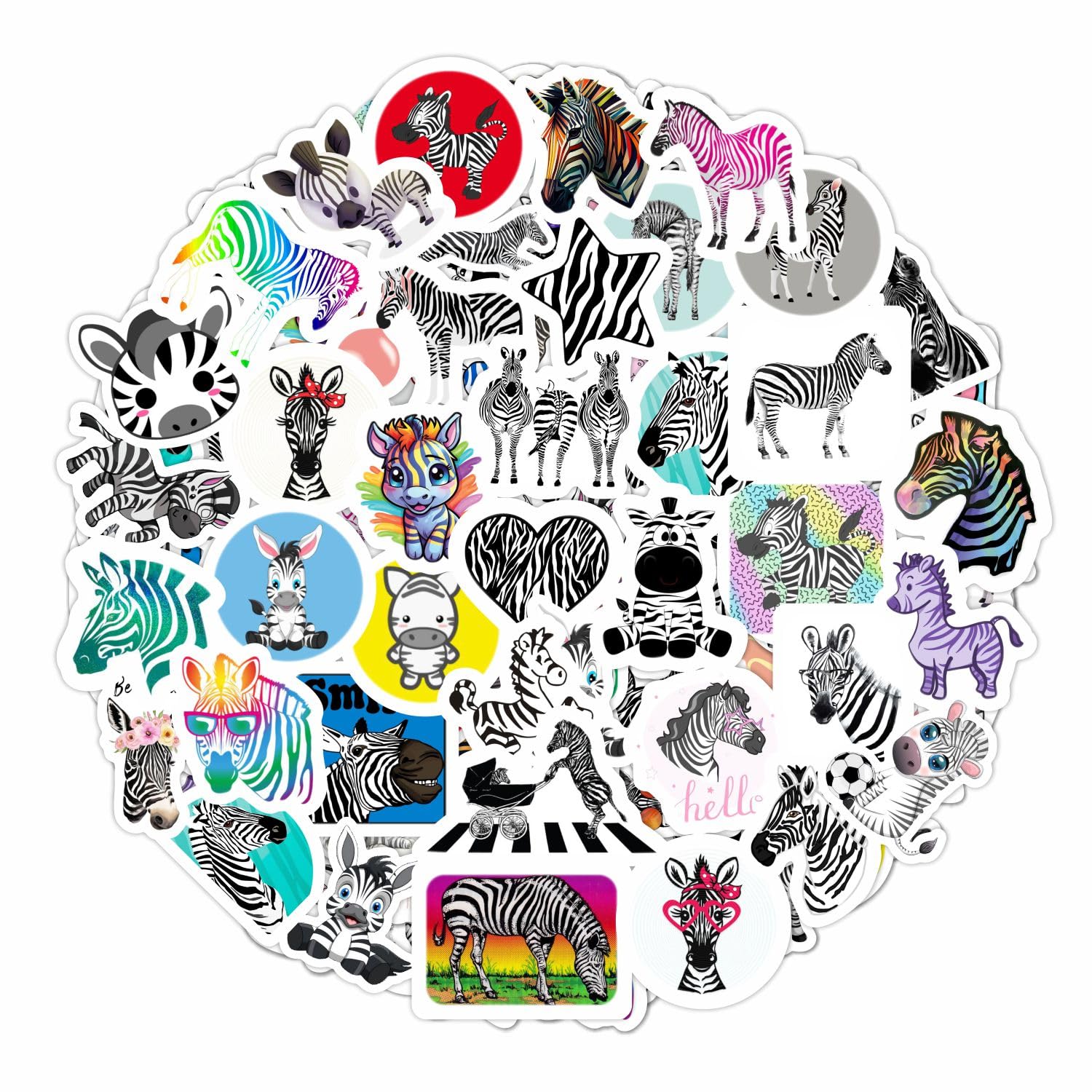 Zebra Stickers For Water Bottle And Laptop   Safari Party Favors & Decorations, Waterproof Vinyl Animal Decals, Fun Zebra Sticke