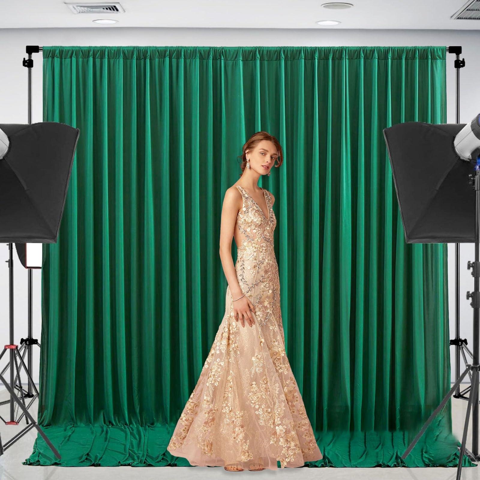 10 X 10 Feet Green Backdrop Curtain For Partie, Background Curtains For Photoshoot, Birthday, Wedding, Halloween, Thanksgiving,