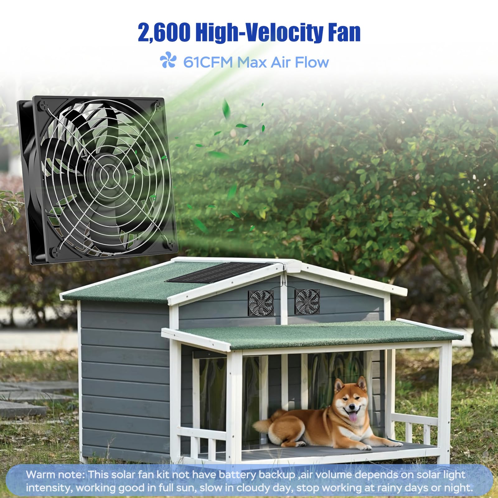 Marbero 4.7 Inch Solar Powered Fan Kit, 15W Solar Panel With 2 Waterproof Fans, Intake Or Exhaust Air Fan Wtih 13 Ft Cable For O