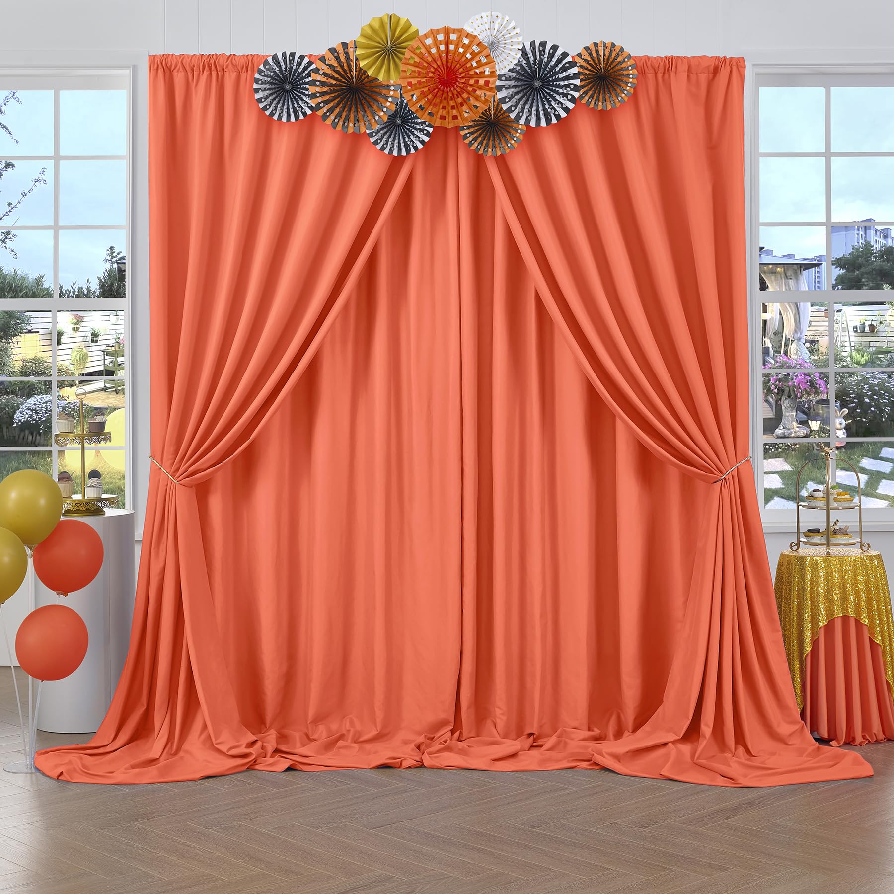 20X10Ft Black Backdrop Curtains For Party, 4 Panels 5X10Ft Thick Polyester Backdrop Drapes, Wrinkle Resistant Photography Backgr