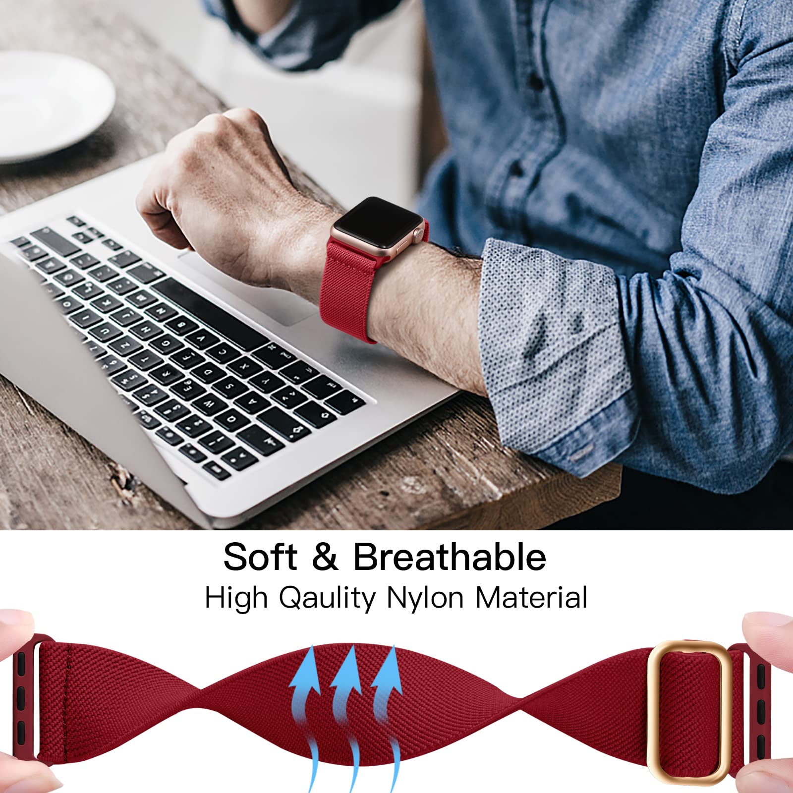 Lerobo Stretchy Band Compatible With Apple Watch Band 44Mm 45Mm 42Mm 46Mm 49Mm Ultra 2 For Women Men For Iwatch Se Series 10 9 8