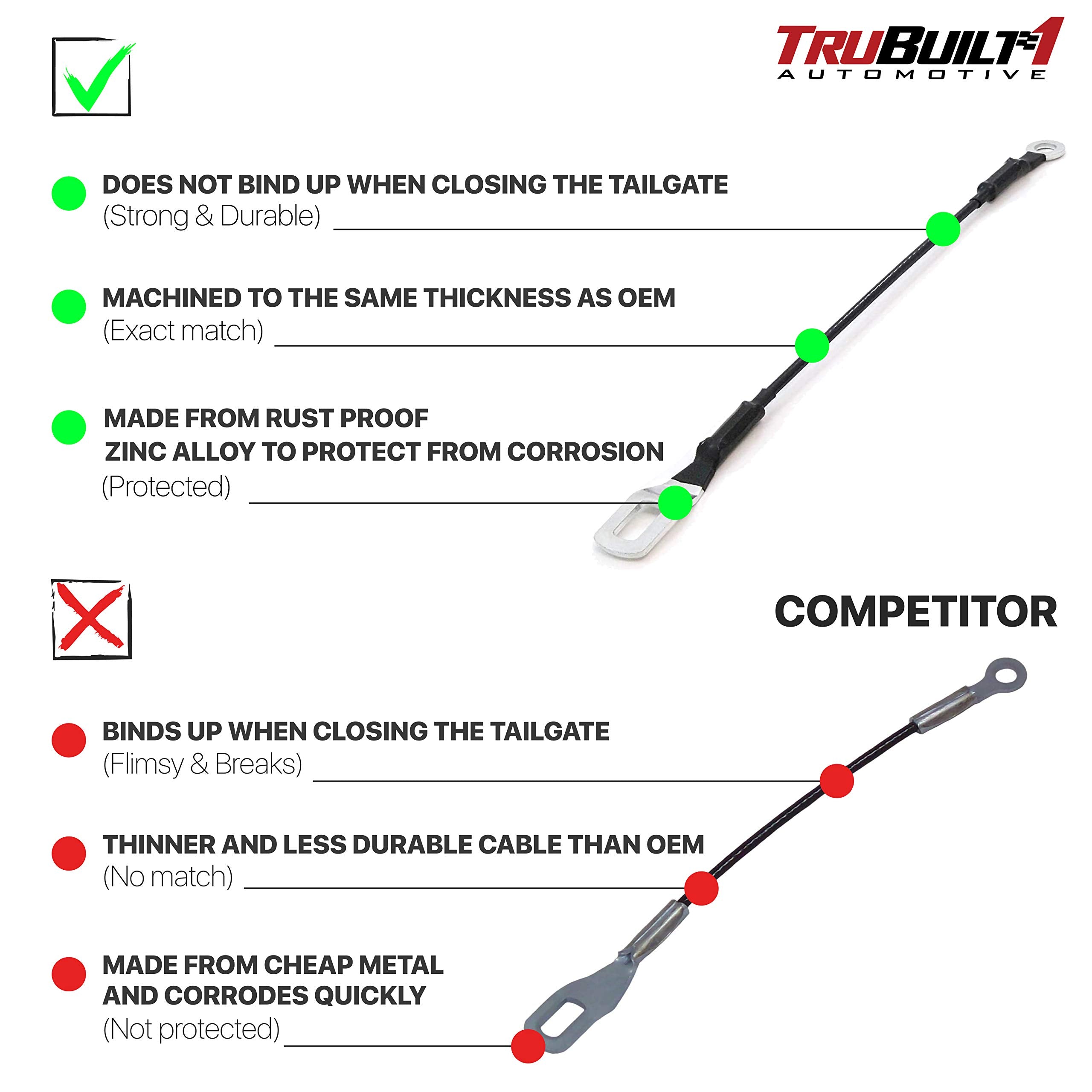 T1A Tailgate Support Cable Set Replacement For 1995 2003 Toyota Tacoma, Pair Of Tailgate Straps For Left And Right Sides, 14 9/1