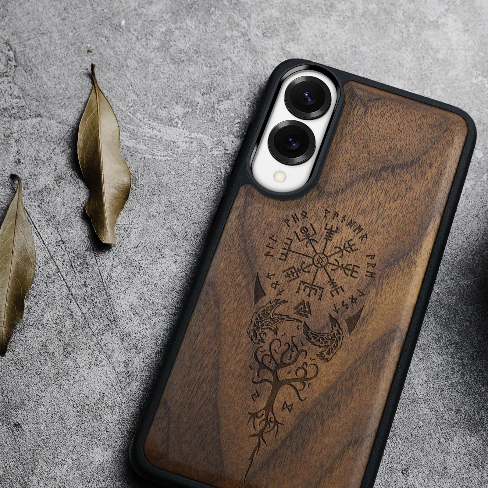 Carveit Magnetic Wooden Case For Samsung Galaxy S25 Edge Case 2025, Tpu Shockproof Cover & Wood Artisan Engraved, Compatible Wit