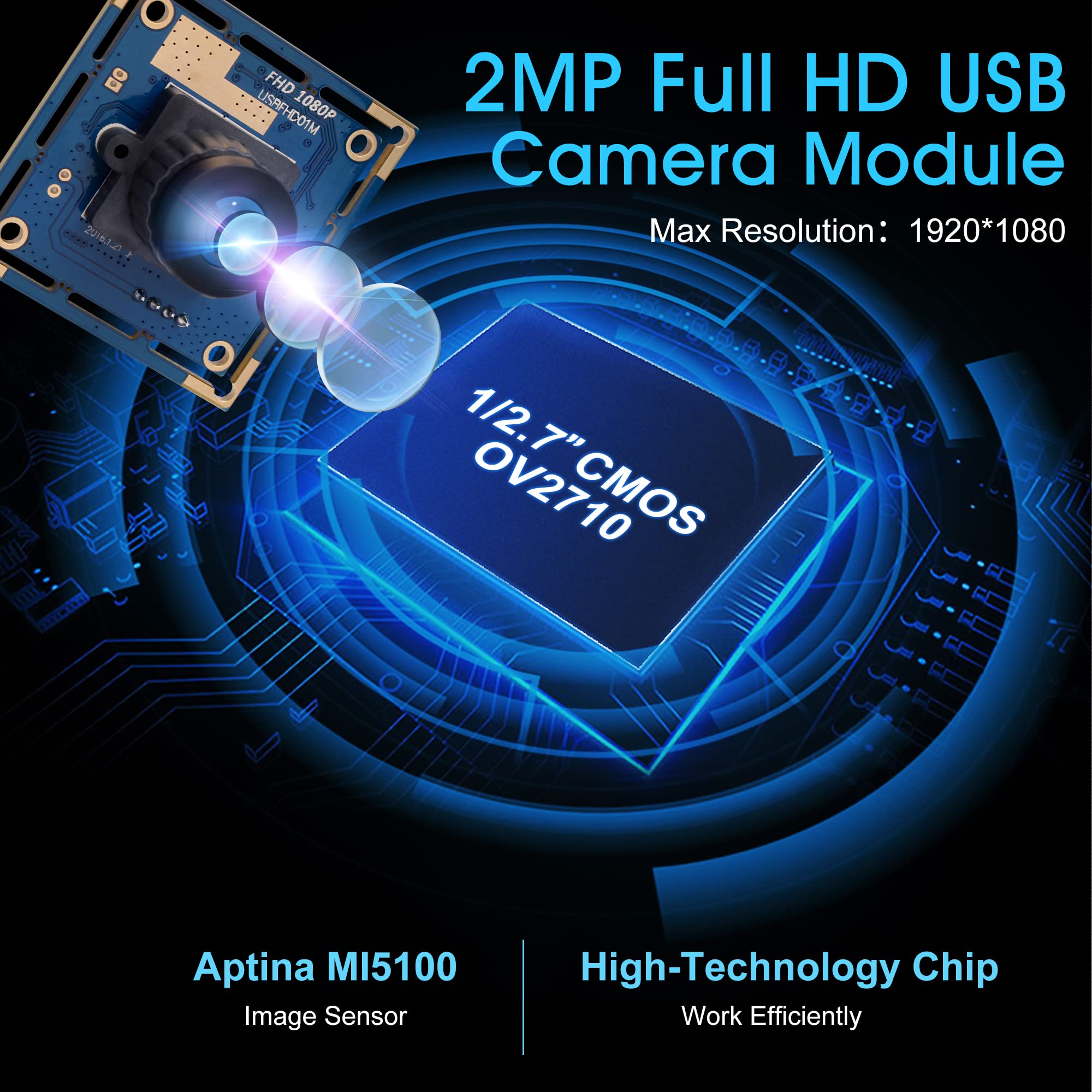1080P Usb Camera Module Wide Angle High Speed 2.1Mm Lens Pc Camera For Computer Mini Uvc Usb2.0 Lightburn Camera Ov2710 Usb Secu
