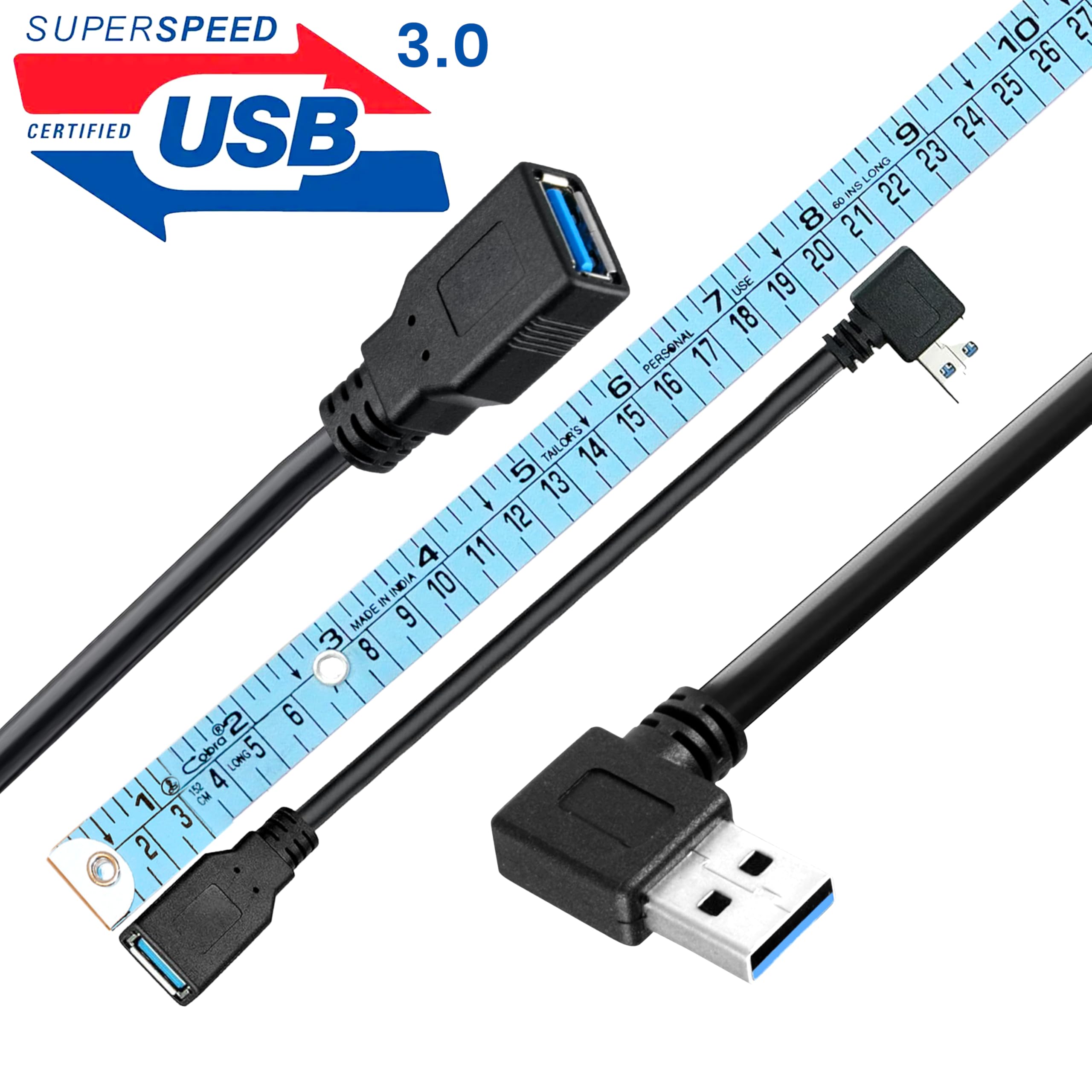Saitech It 2 Pk 15Cm Usb 3.0 Extension Cable Type A Male To Female High Speed Connection, Extension Cable Convertor Adapter Exte