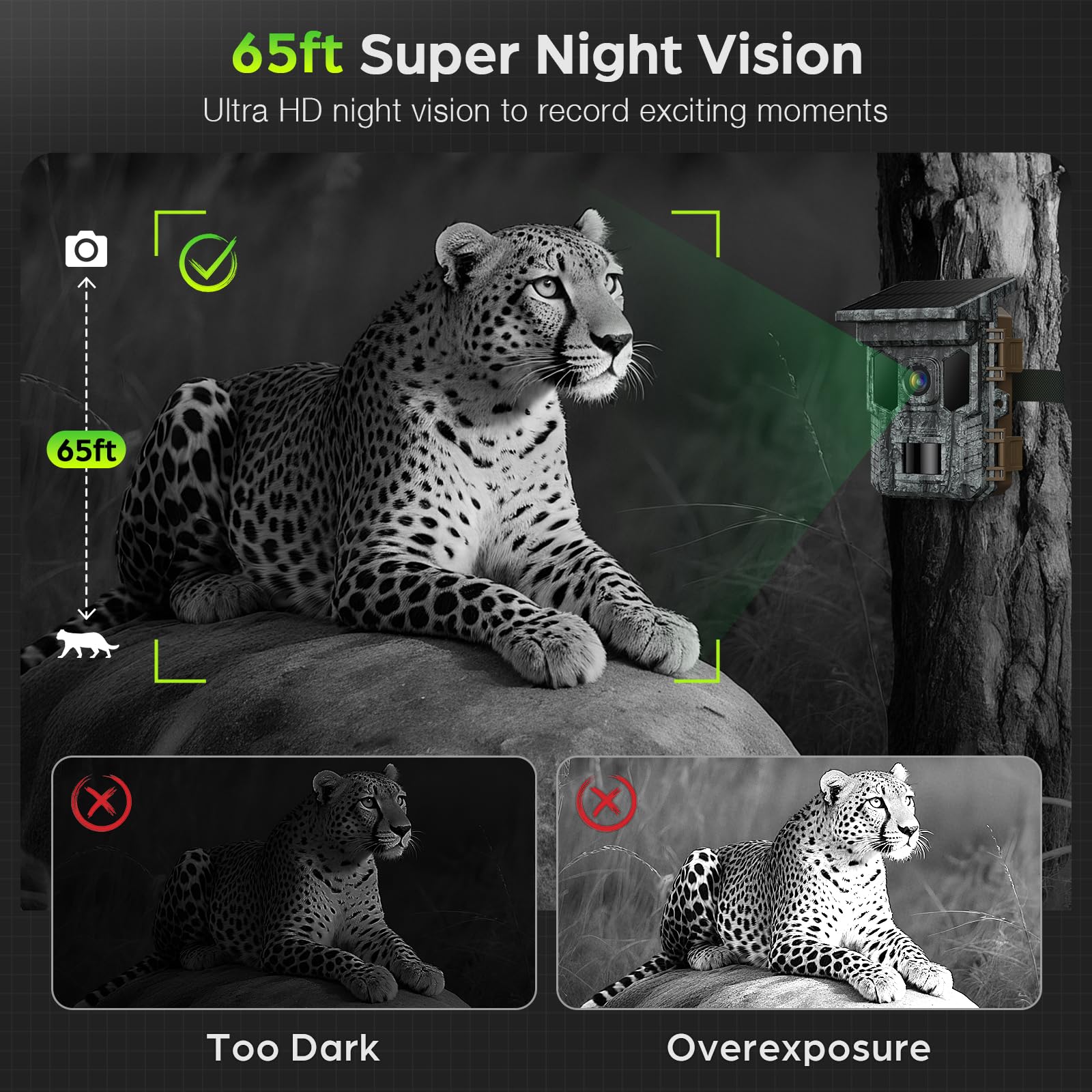 Vidvis Wifi Trail Camera Solar, 4K 64Mp Game Cam With Night Vision Motion Activated Waterproof Ip66, 0.2S Trigger Trail Cam With