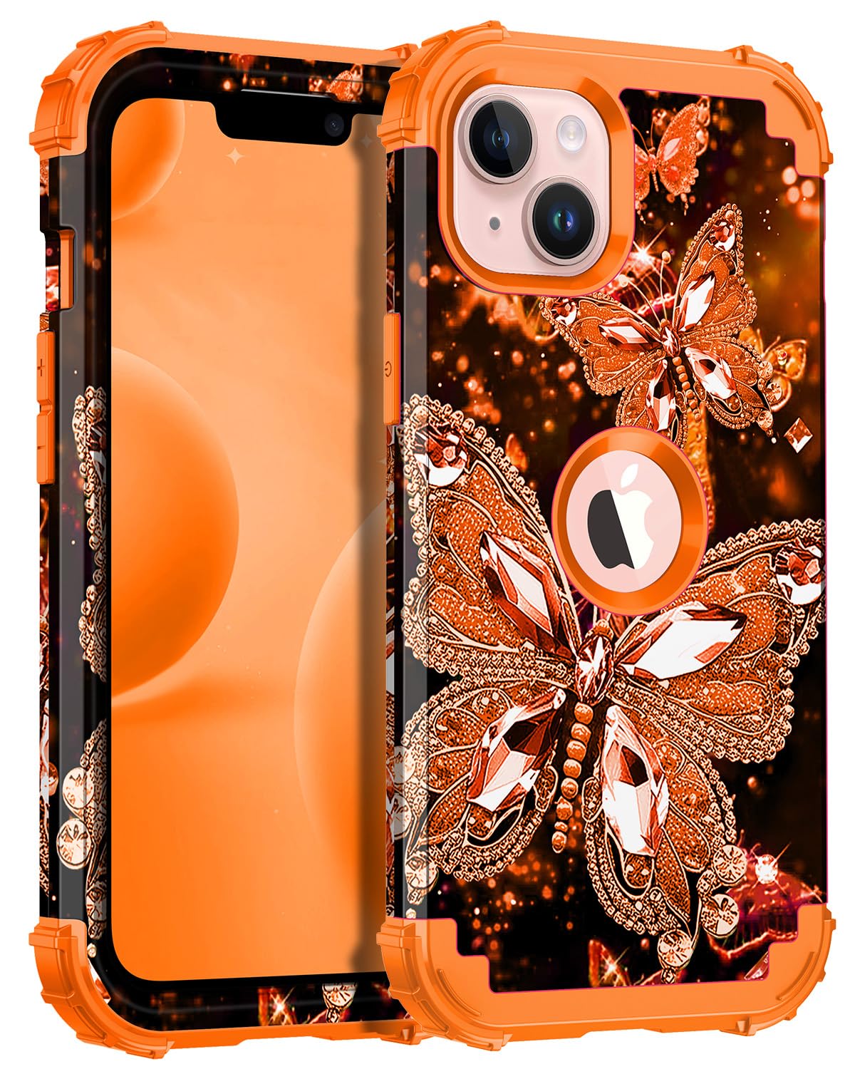 Miqala Compatible with iPhone 13 Case,Glow in The Dark Three Layer Heavy Duty Shockproof Hard Plastic Bumper+Soft Silicone Prote