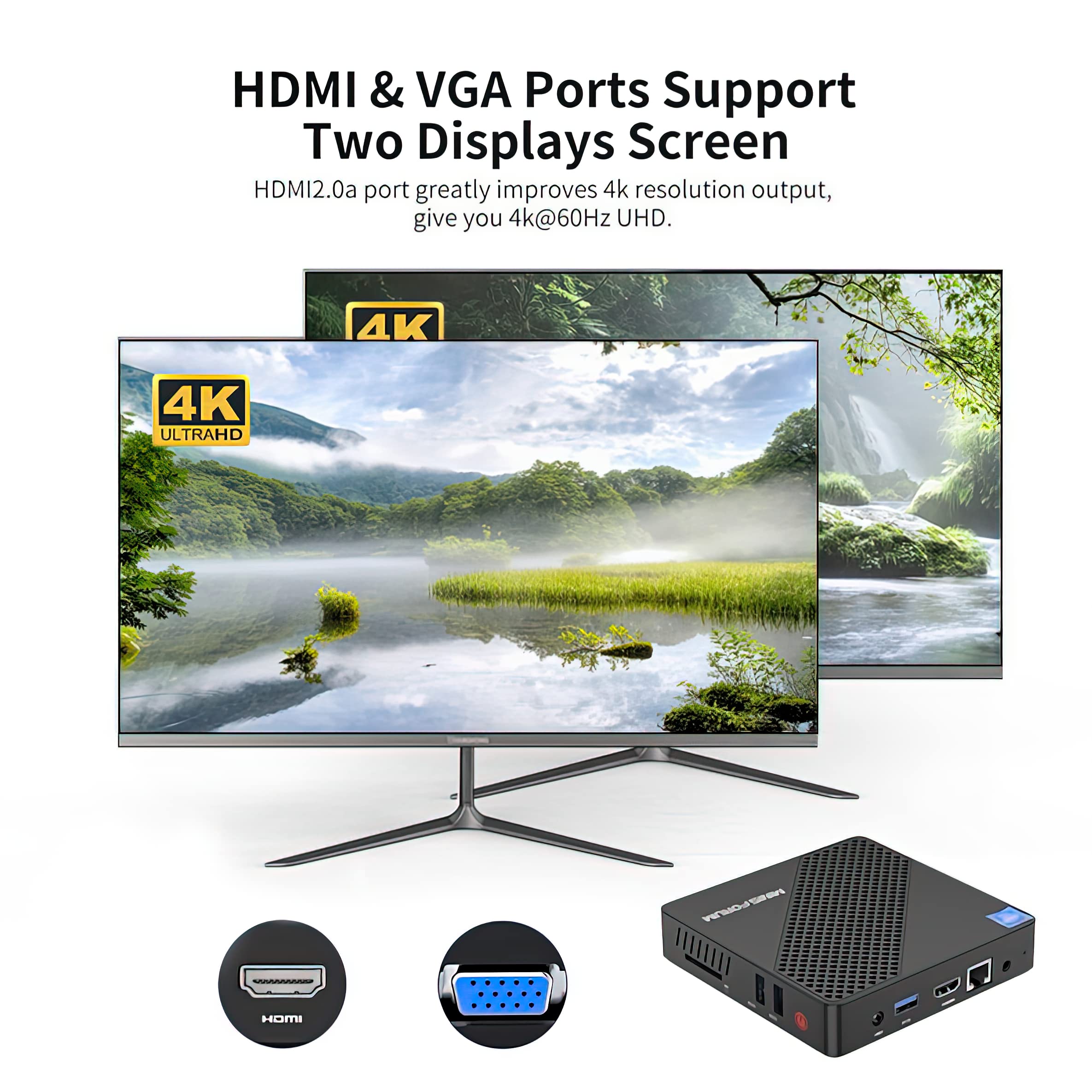 Minisforum N40 Mini Pc Fanless Silent Desktop Computer 4Gb Ram, 64Gb Emmc Micro Pc, Celeron N4020 Up To 2.8Ghz, 1000M Lan, Hdmi&