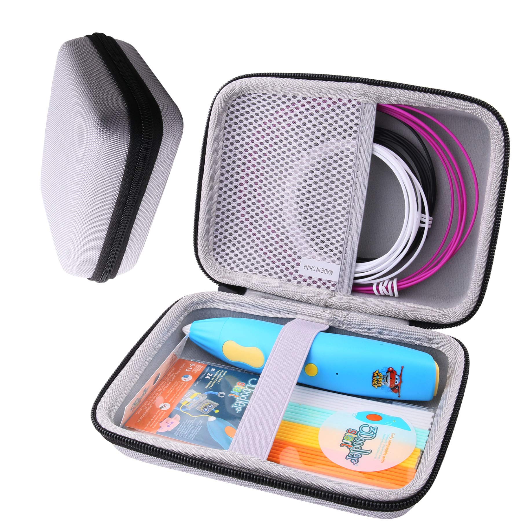 Waiyu Hard Eva Carrying Case For 3Doodler Start Essentials 3D Pen Set For Kids Case (Gray)