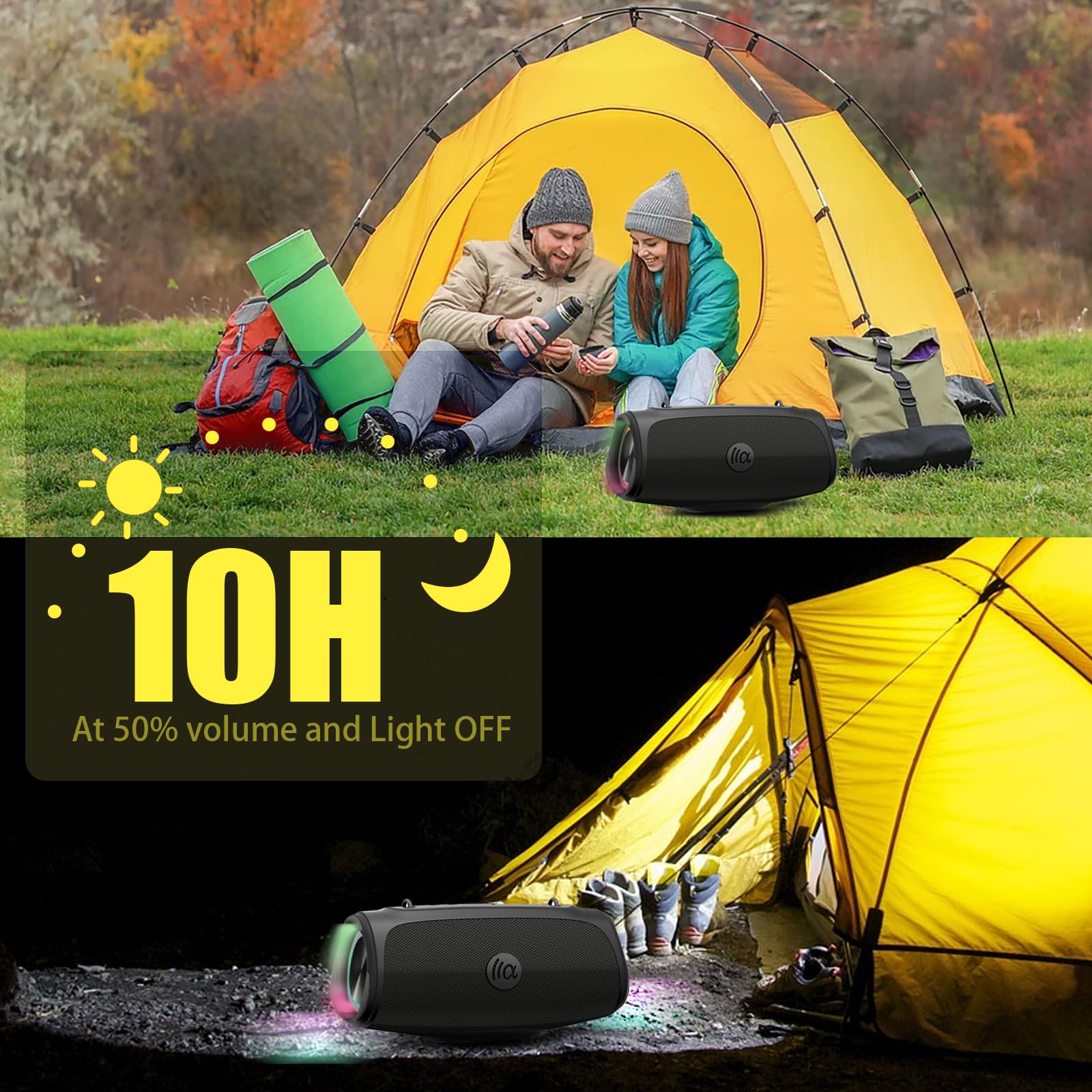 Tazata Portable Loud Bluetooth Speaker, 60W Large Subwoofer Wireless Bluetooth 5.3 With Powerbank Usb Charge Out,Waterproof Ipx7