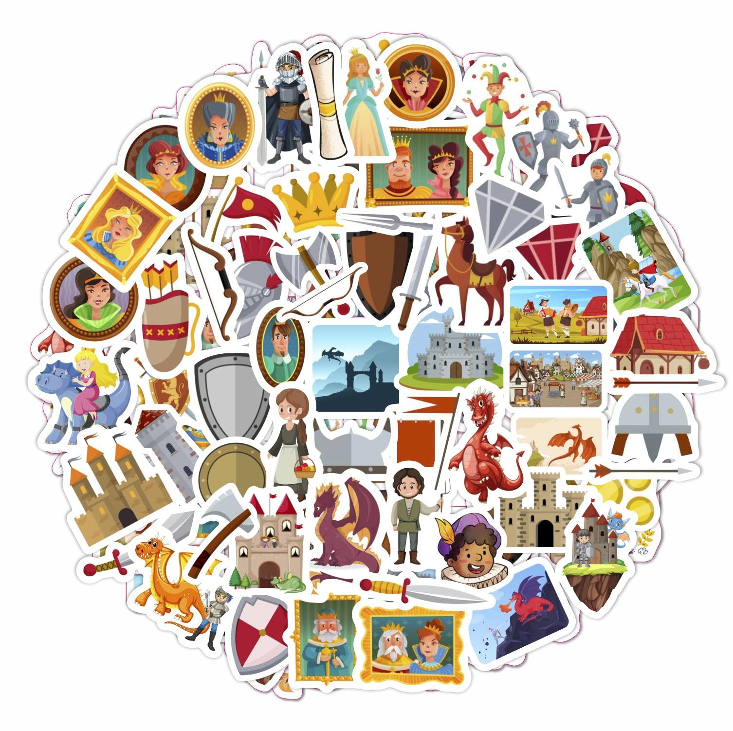 100Pcs Medieval Stickers For Water Bottle And Laptop   Medieval Party Favors & Decorations, Waterproof Vinyl Decals, Knights And